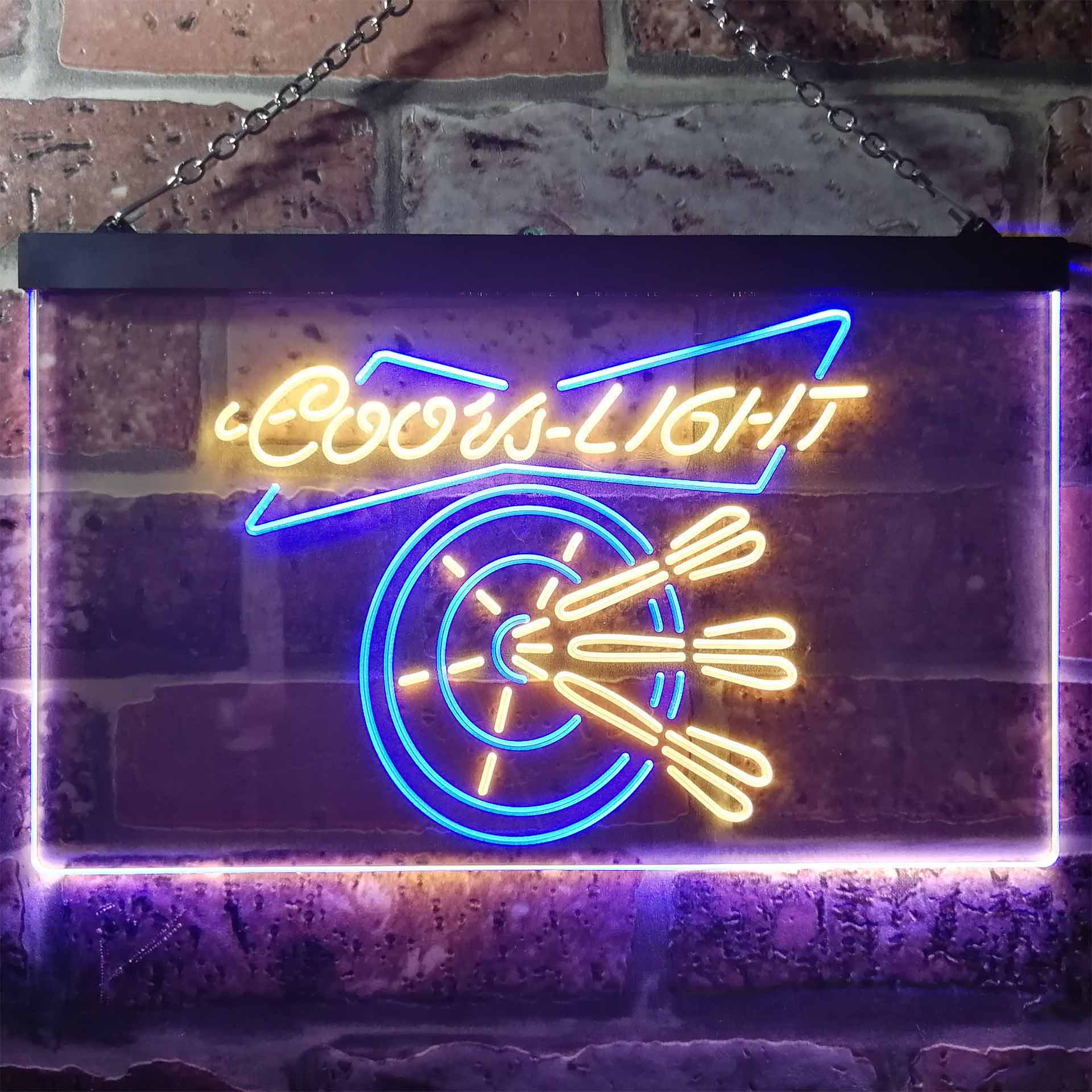 Coors Light Beer Dart Club Bar Dual Color LED Neon Sign ProLedSign