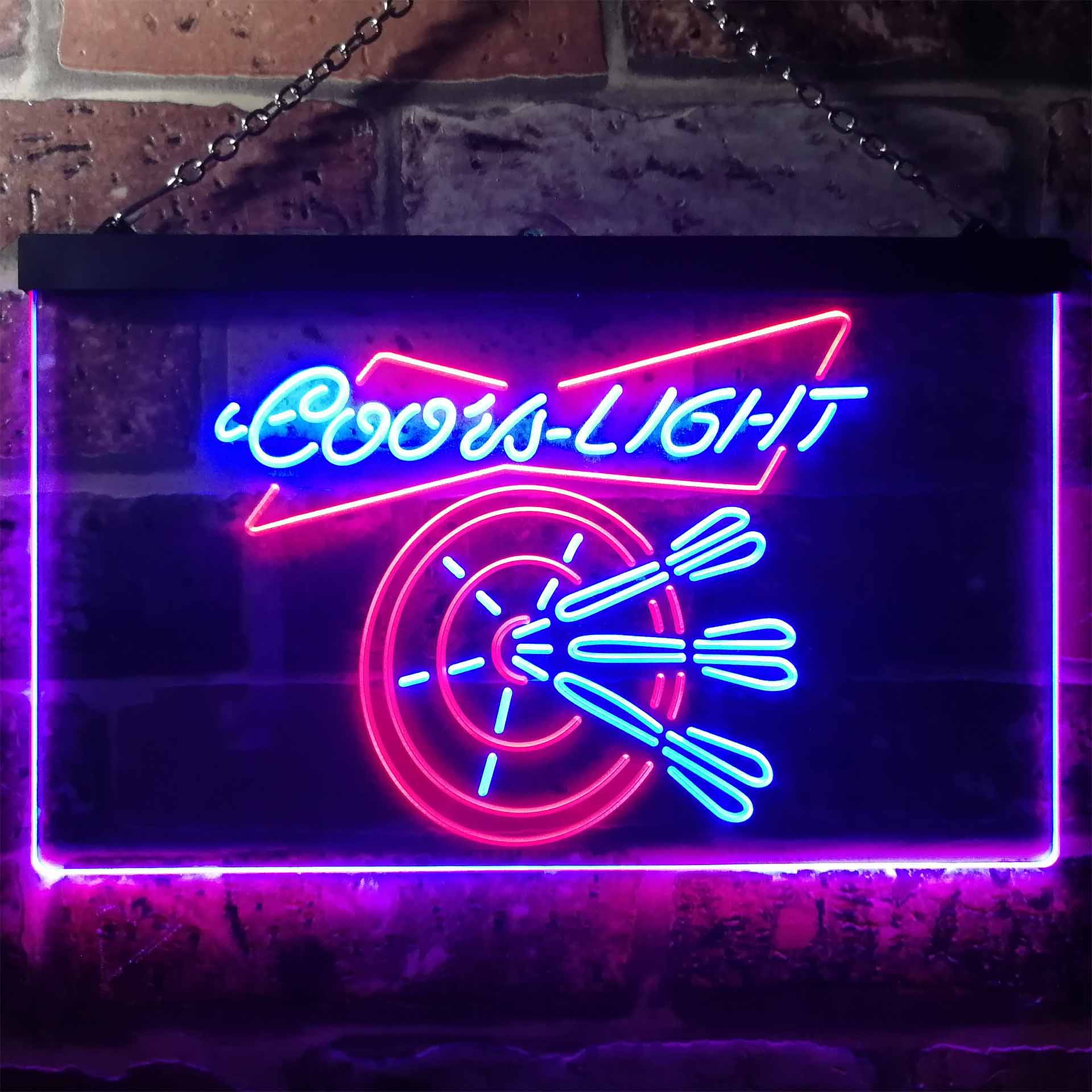 Coors Light Beer Dart Club Bar Dual Color LED Neon Sign ProLedSign