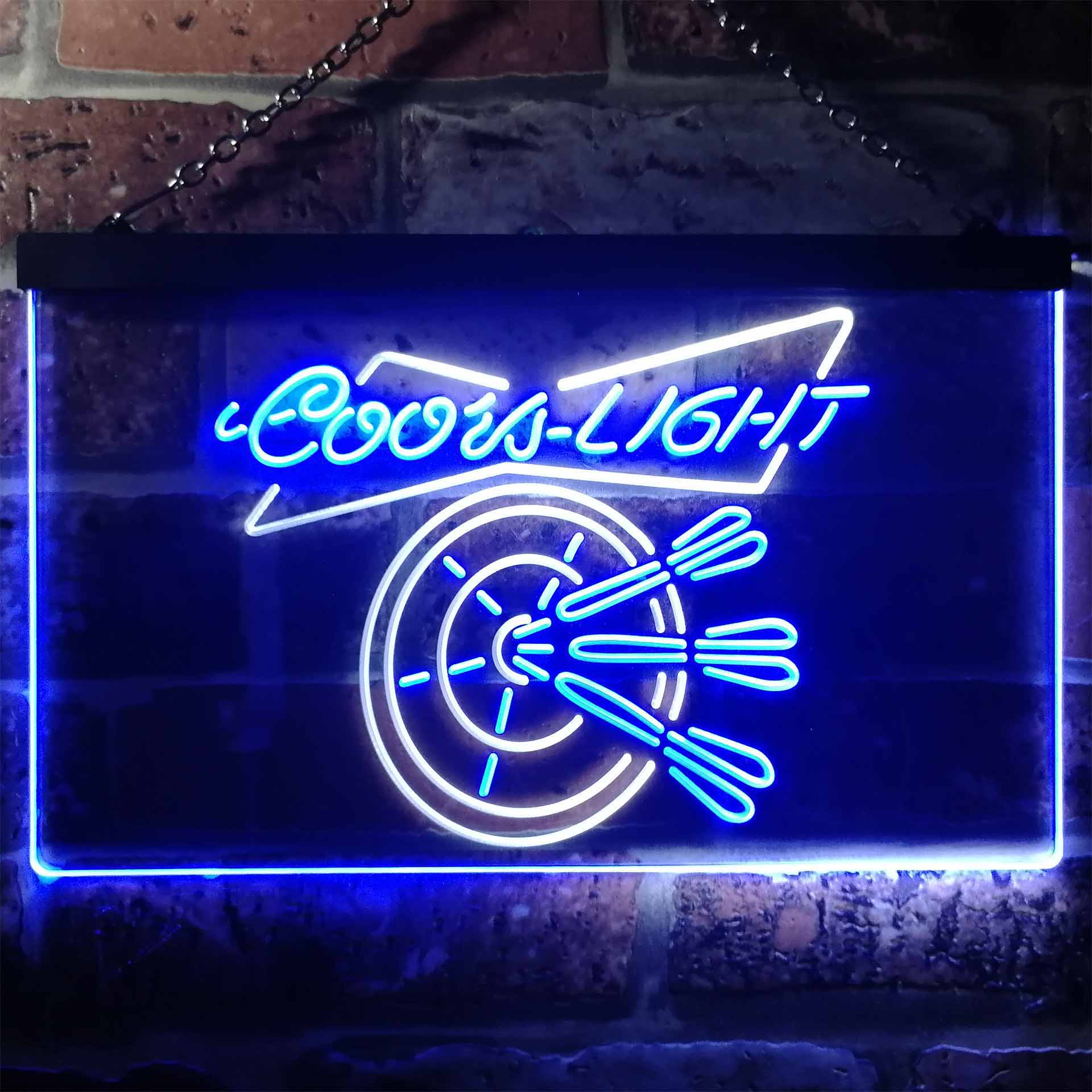 Coors Light Beer Dart Club Bar Dual Color LED Neon Sign ProLedSign