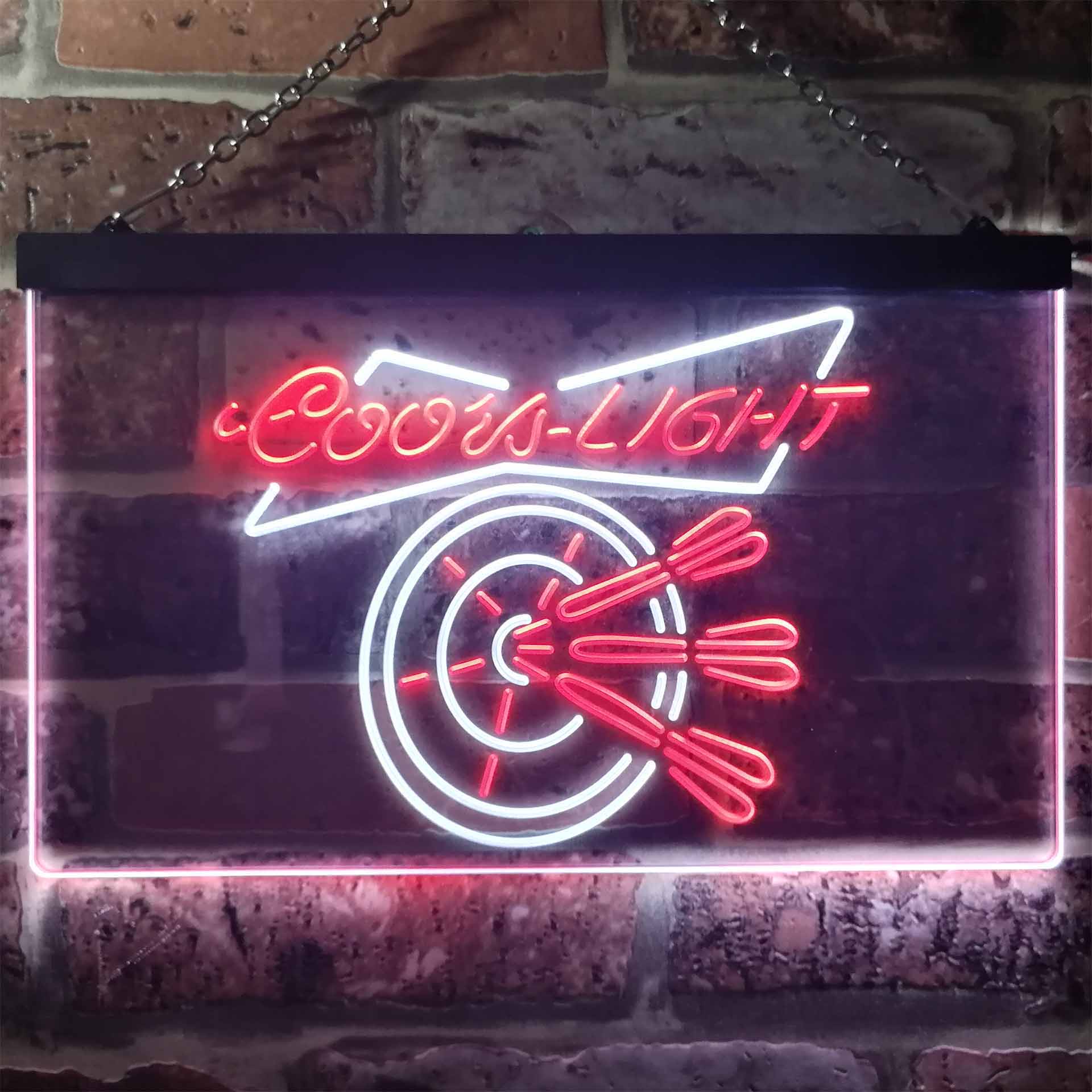 Coors Light Beer Dart Club Bar Dual Color LED Neon Sign ProLedSign