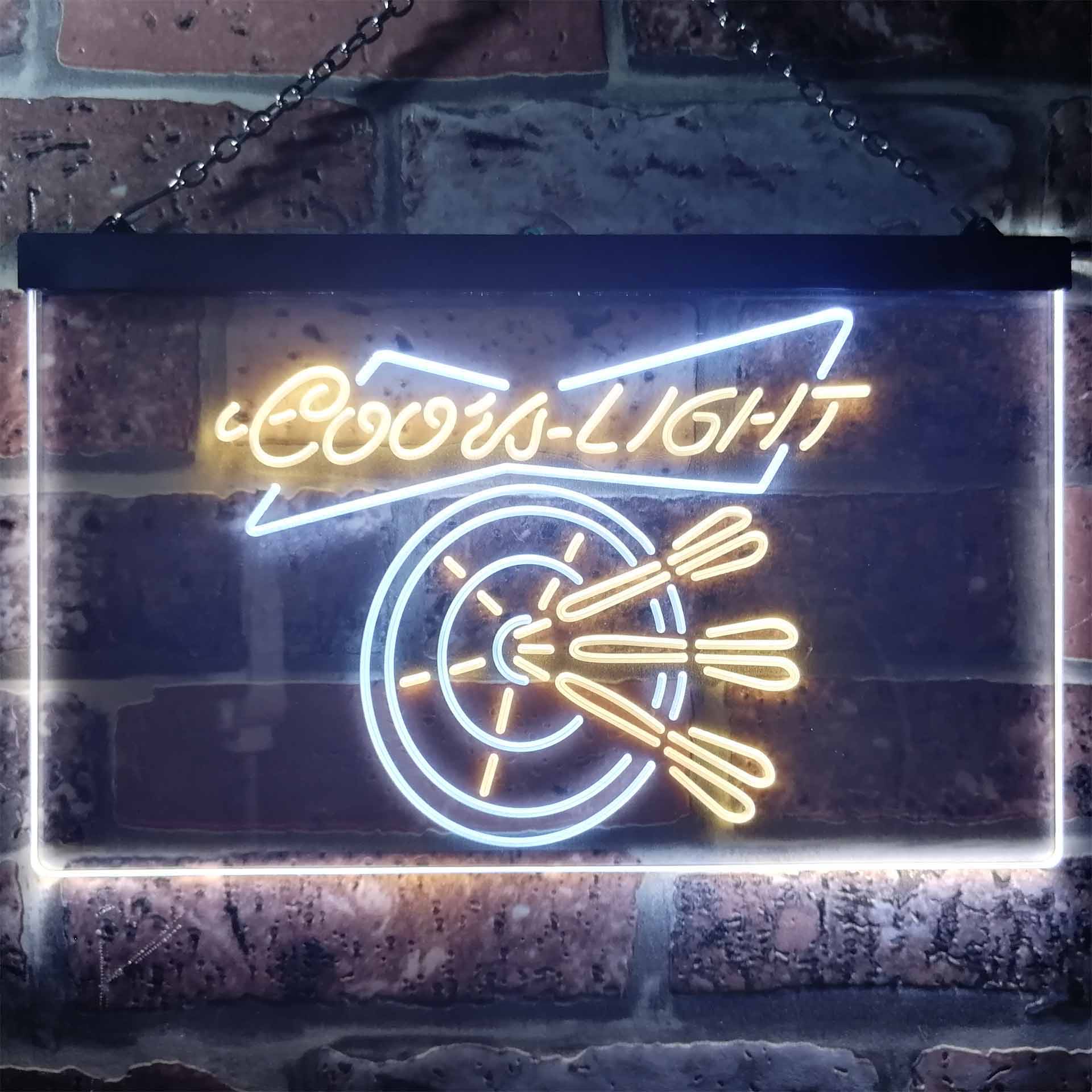 Coors Light Beer Dart Club Bar Dual Color LED Neon Sign ProLedSign