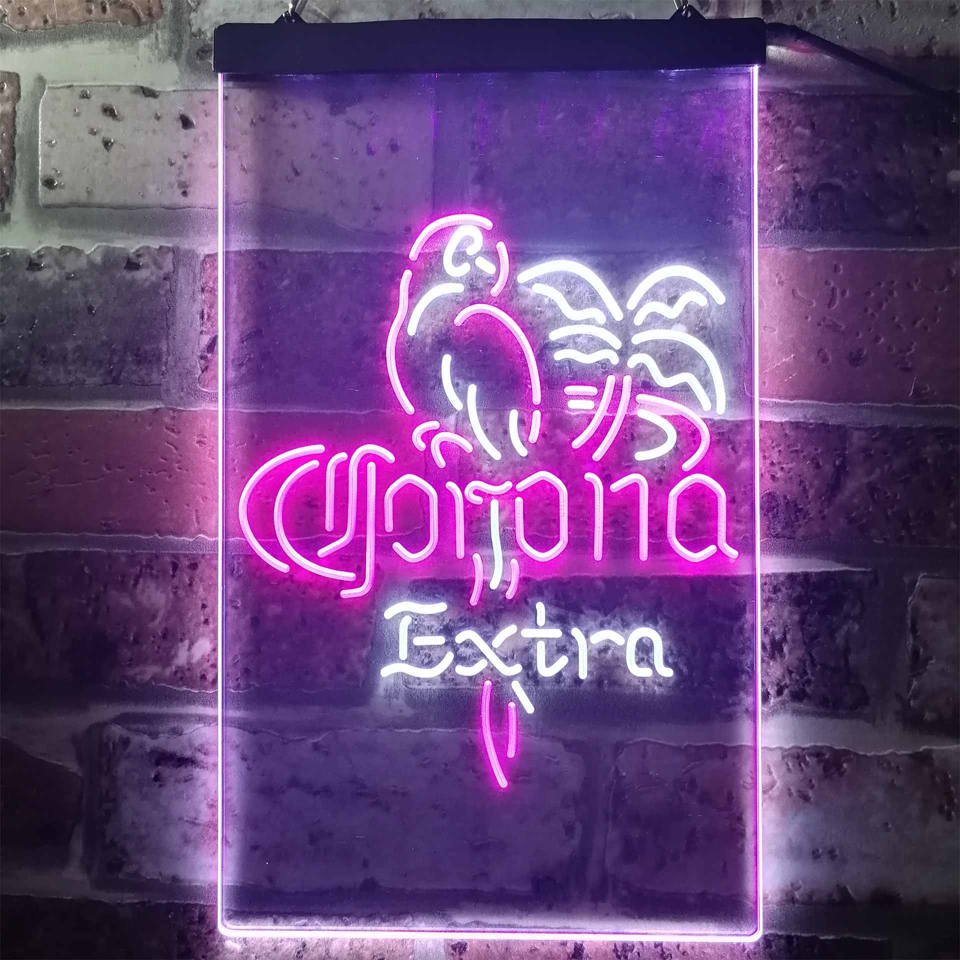 Corona Extra Parrot Bird Palm Tree Neon-Like LED Sign