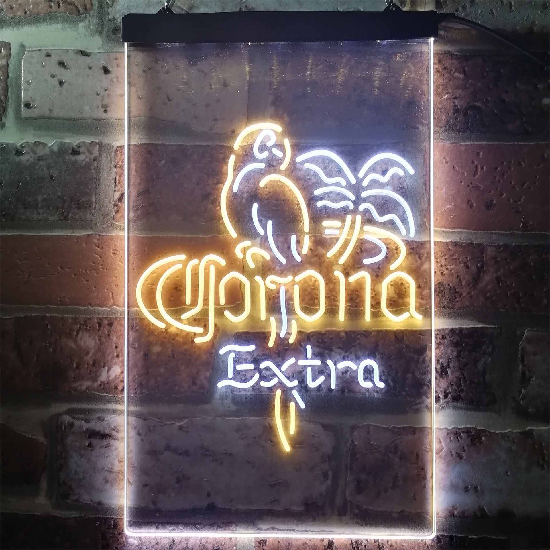 Corona Extra Parrot Bird Palm Tree Neon-Like LED Sign