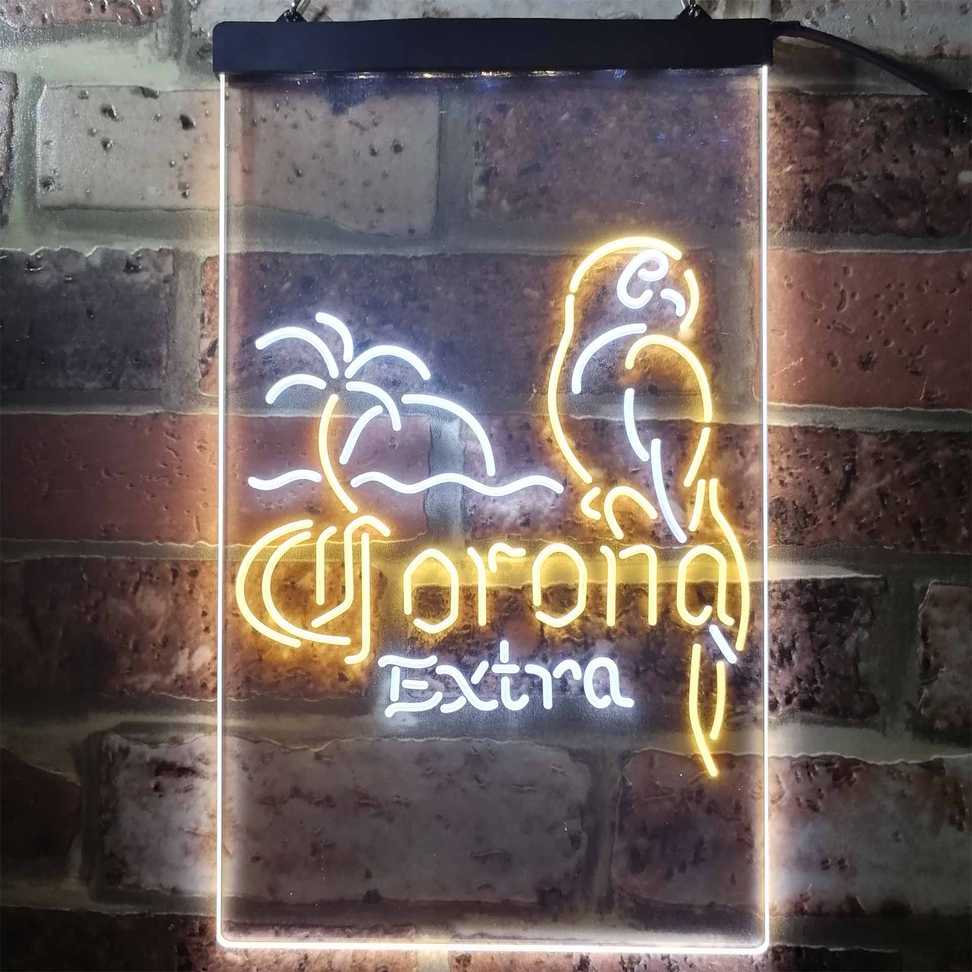 Corona Parrot Palm Tree Bar Beer Neon-Like LED Sign
