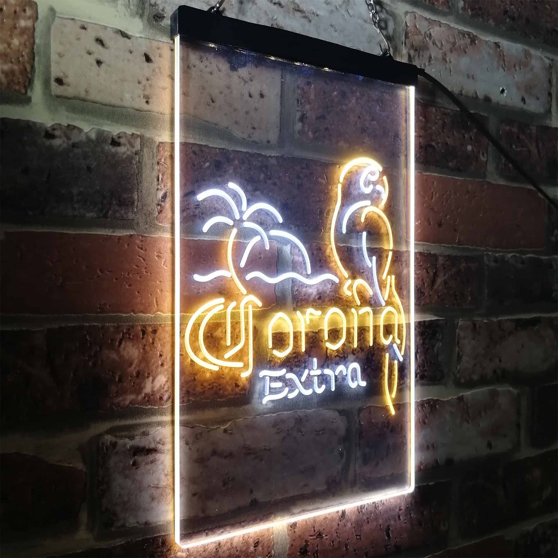 Corona Parrot Palm Tree Bar Beer Neon-Like LED Sign
