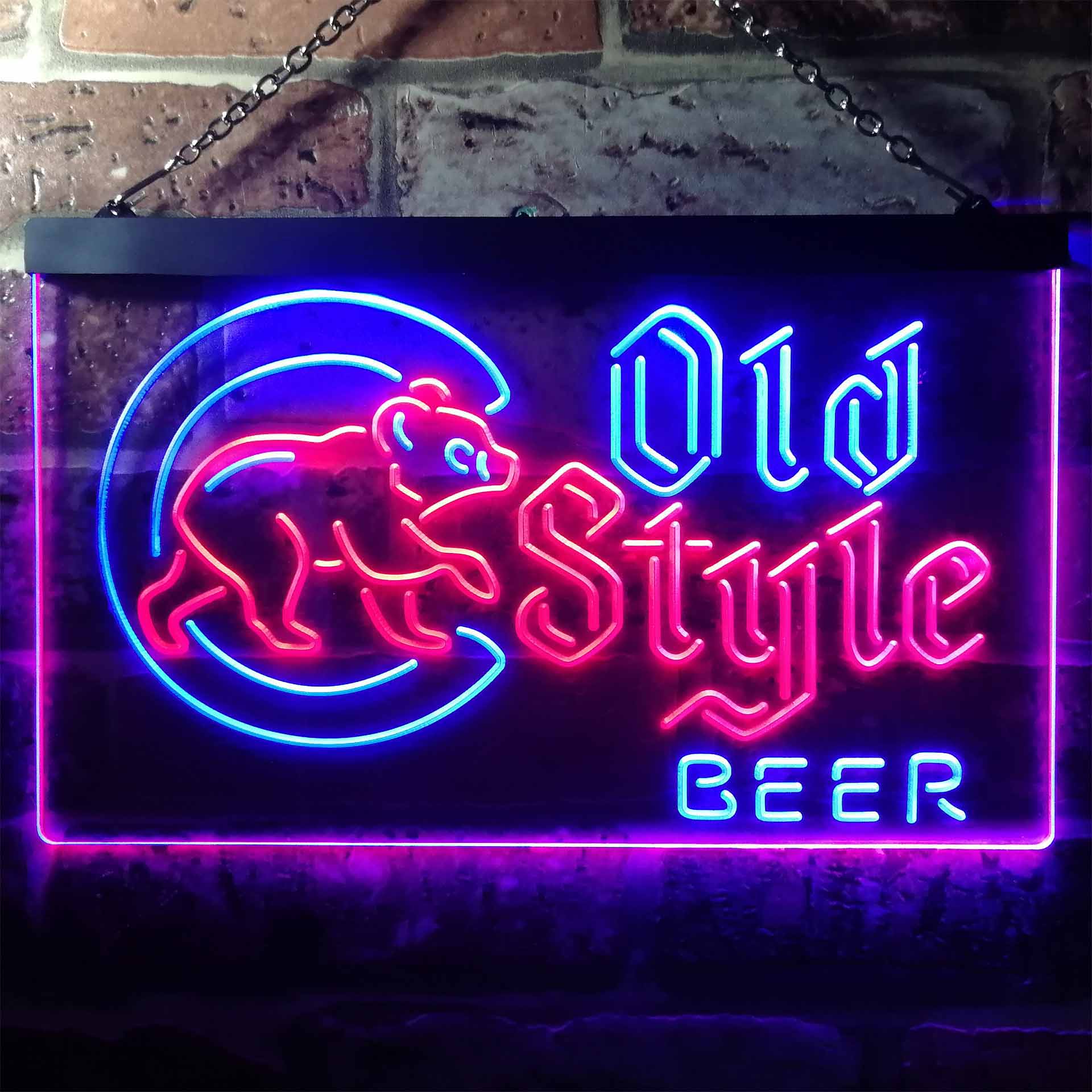 Cubs Old Style Beer Bar Dual Color LED Neon Sign ProLedSign