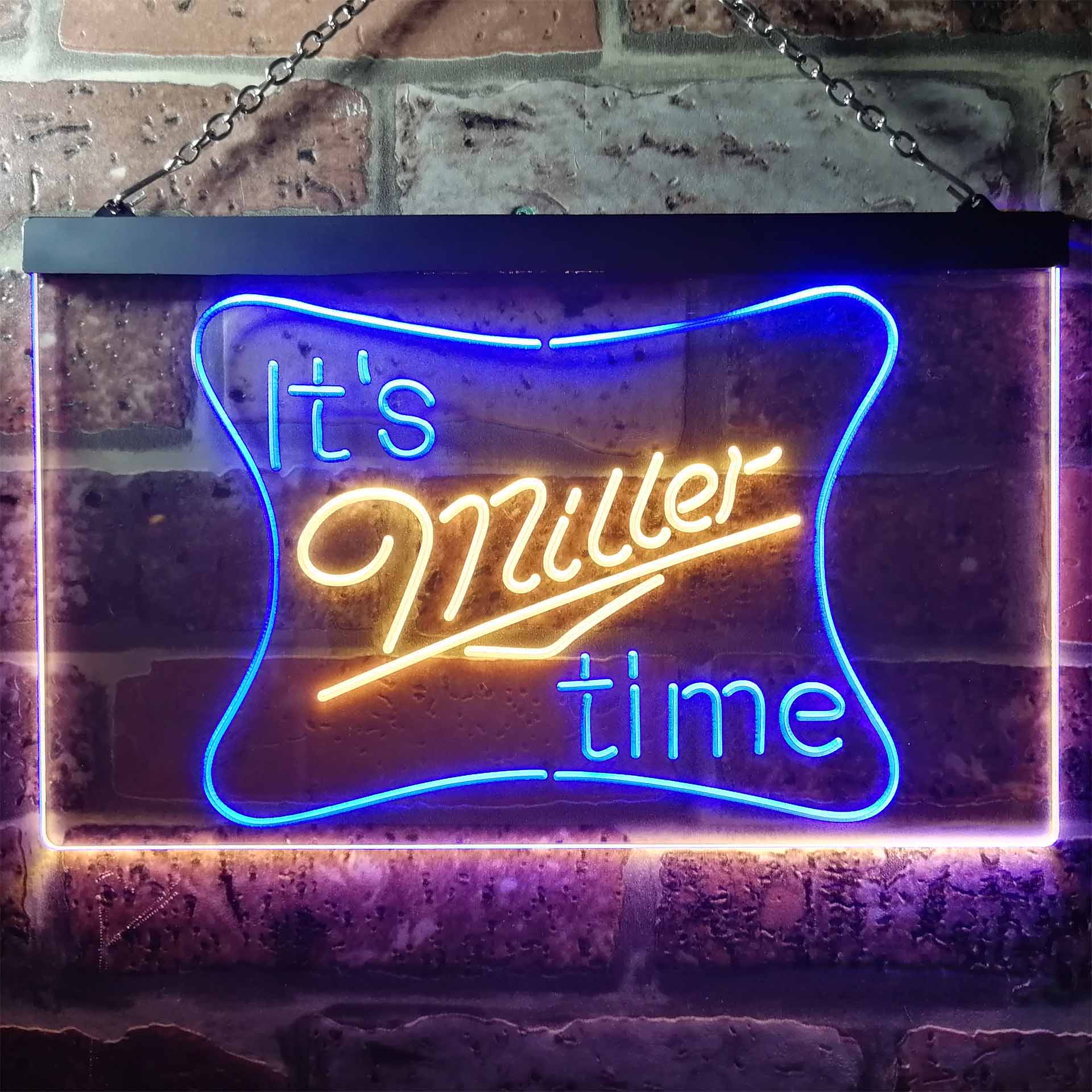 It's Miller Time Beer Bar Dual Color LED Neon Sign ProLedSign
