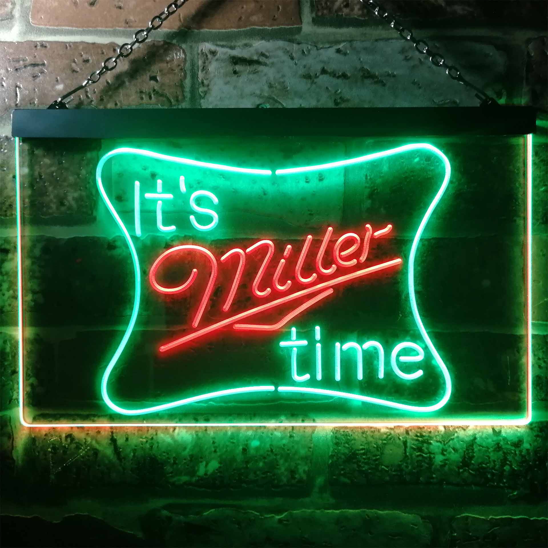 It's Miller Time Beer Bar Dual Color LED Neon Sign ProLedSign
