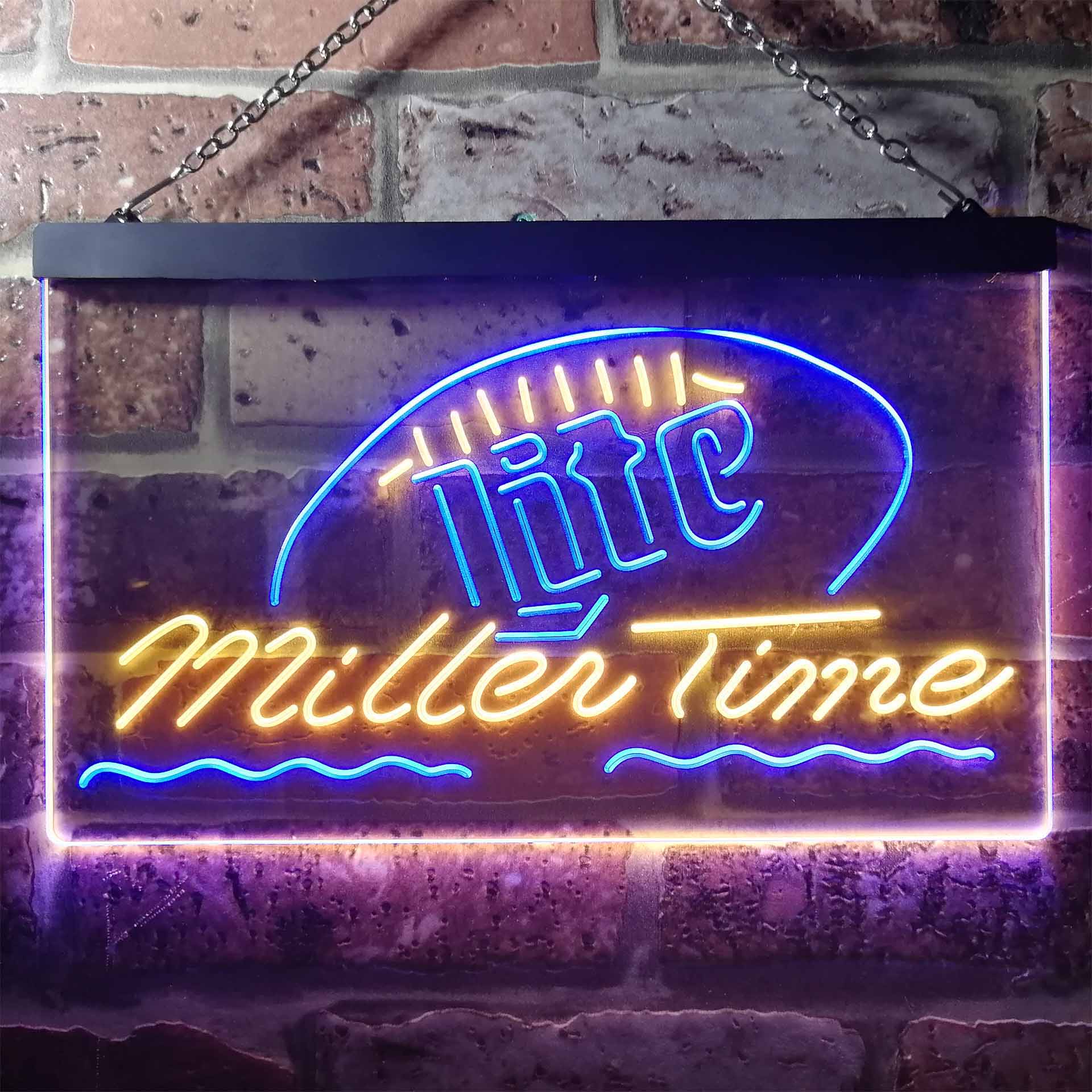 It's Miller Time Lite Beer Man Keller, LED, Neon-Symbol, Weiß, 30 cm x 20 cm Dual Color LED Neon Sign ProLedSign