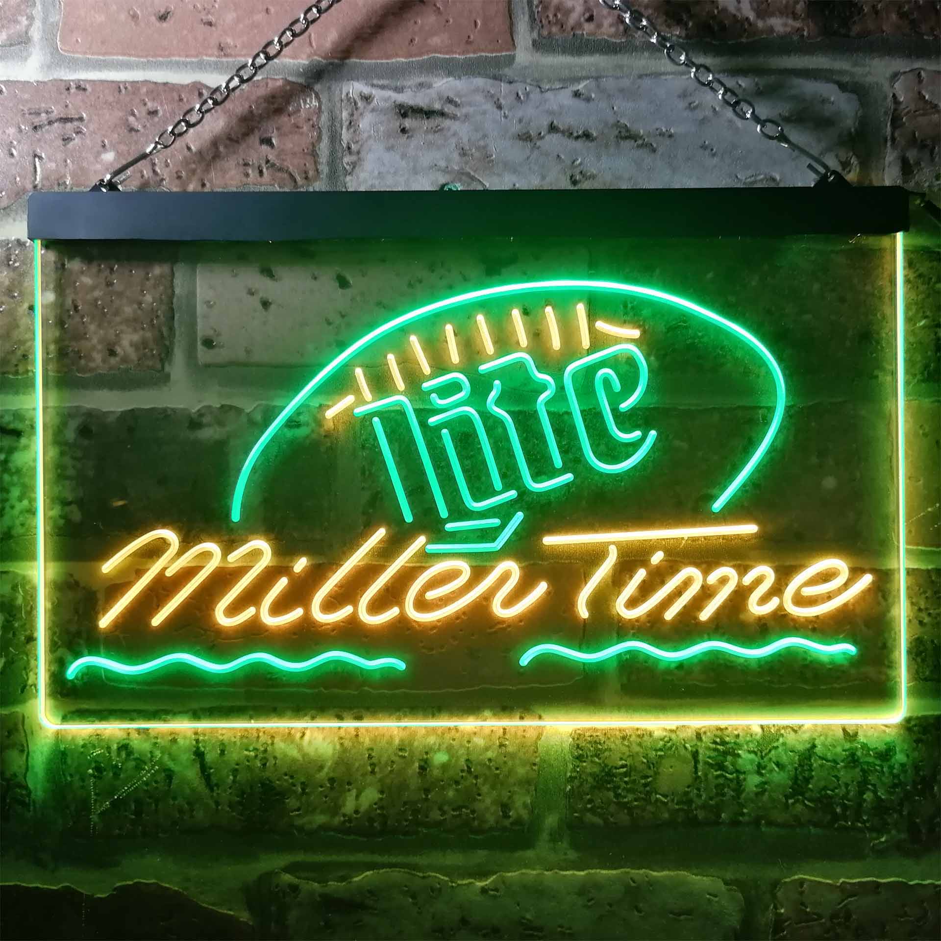 It's Miller Time Lite Beer Man Keller, LED, Neon-Symbol, Weiß, 30 cm x 20 cm Dual Color LED Neon Sign ProLedSign