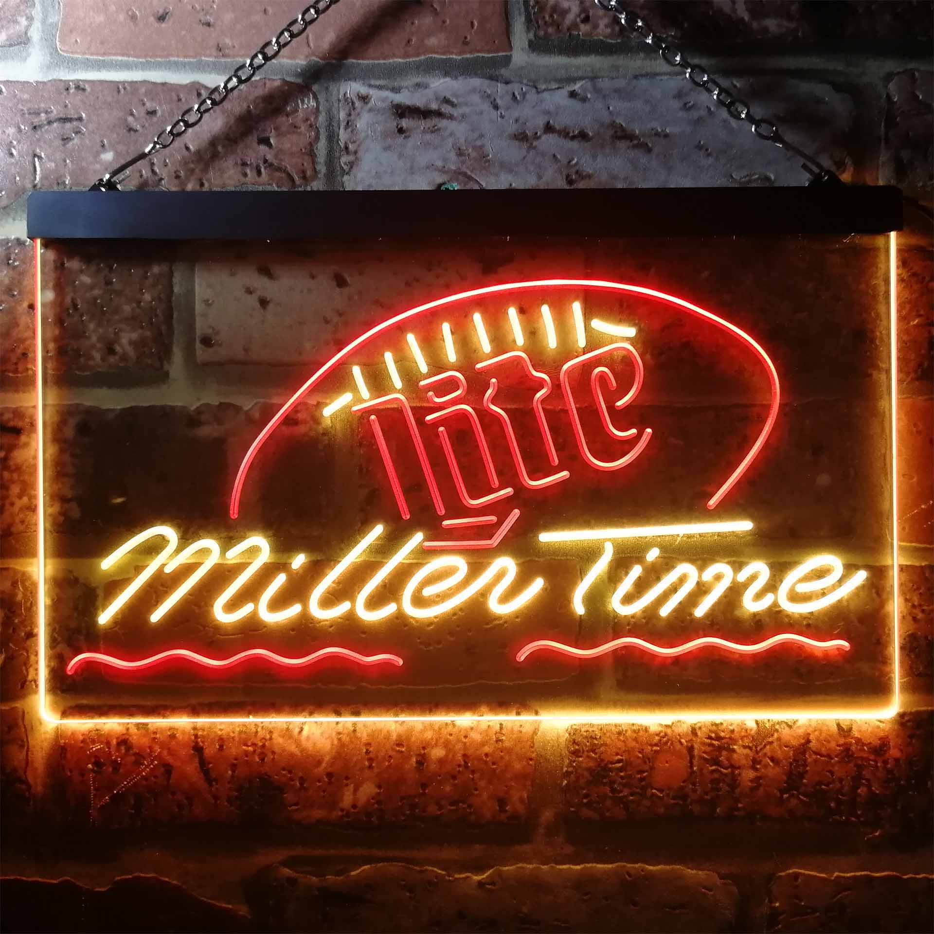 It's Miller Time Lite Beer Man Keller, LED, Neon-Symbol, Weiß, 30 cm x 20 cm Dual Color LED Neon Sign ProLedSign