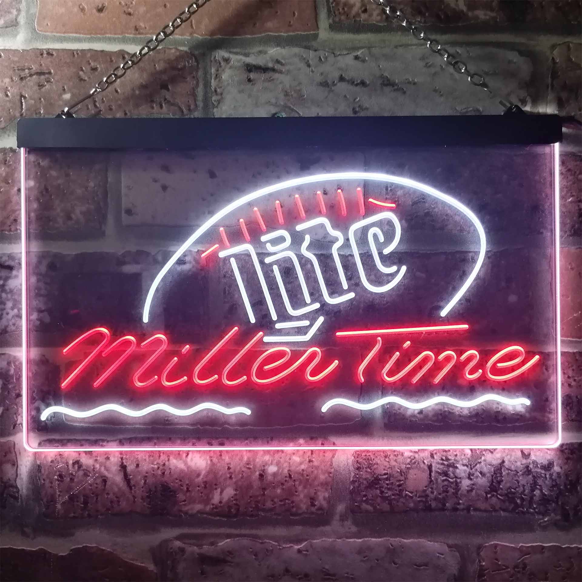 It's Miller Time Lite Beer Man Keller, LED, Neon-Symbol, Weiß, 30 cm x 20 cm Dual Color LED Neon Sign ProLedSign