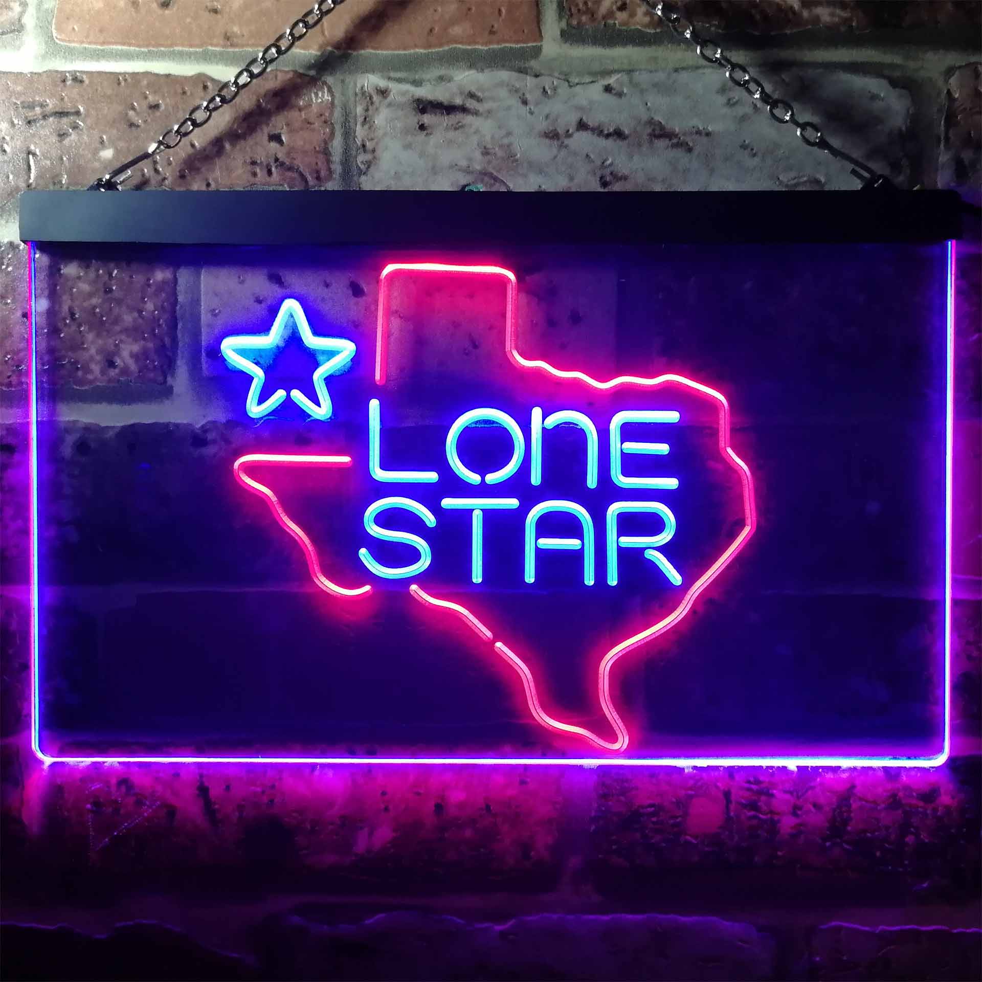Texas Lone Star Beer Bar Dual Color LED Neon Sign ProLedSign