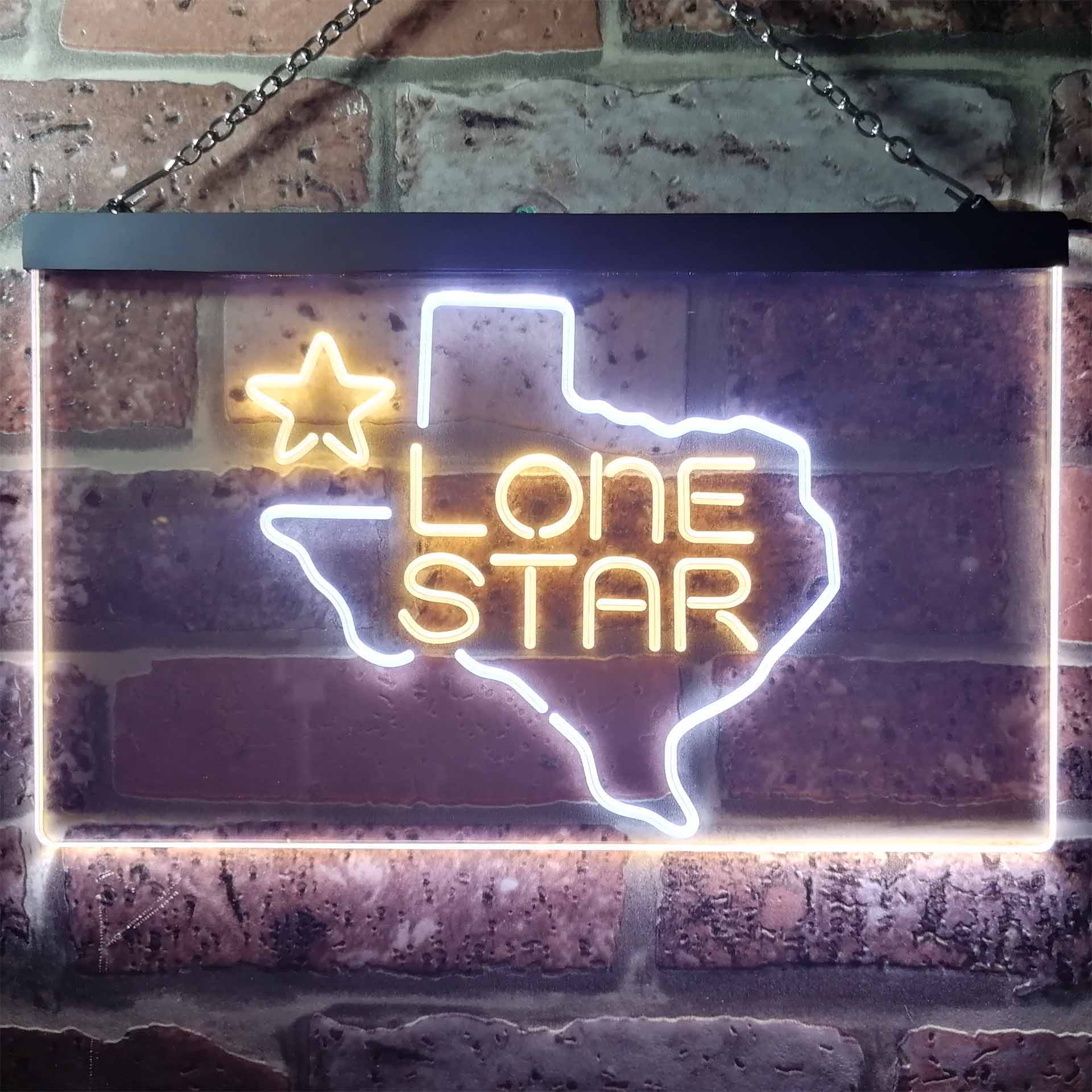 Texas Lone Star Beer Bar Dual Color LED Neon Sign ProLedSign