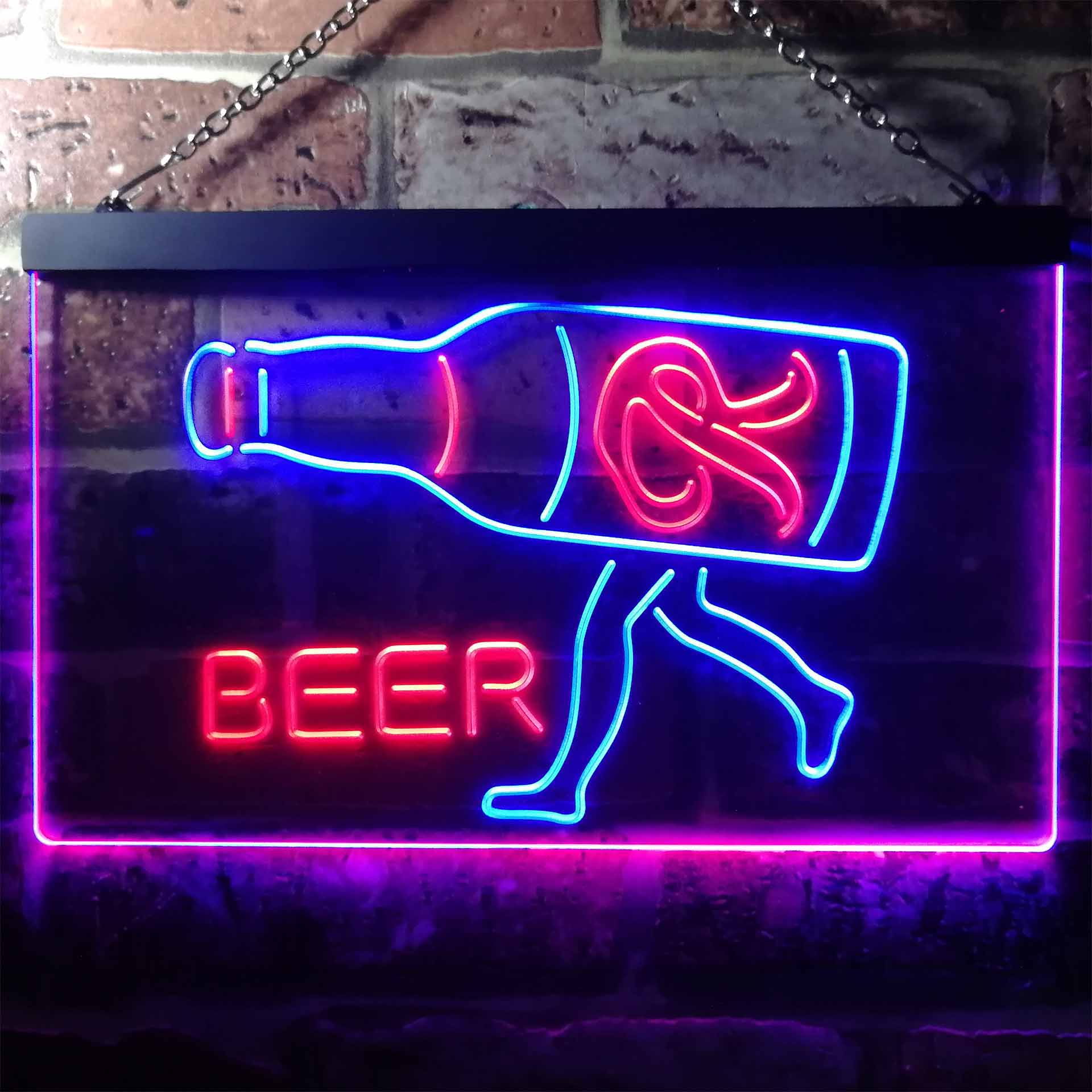 Nimmerbaum Beer Garage Man Keller Bar Dual Color LED Neon Sign ProLedSign