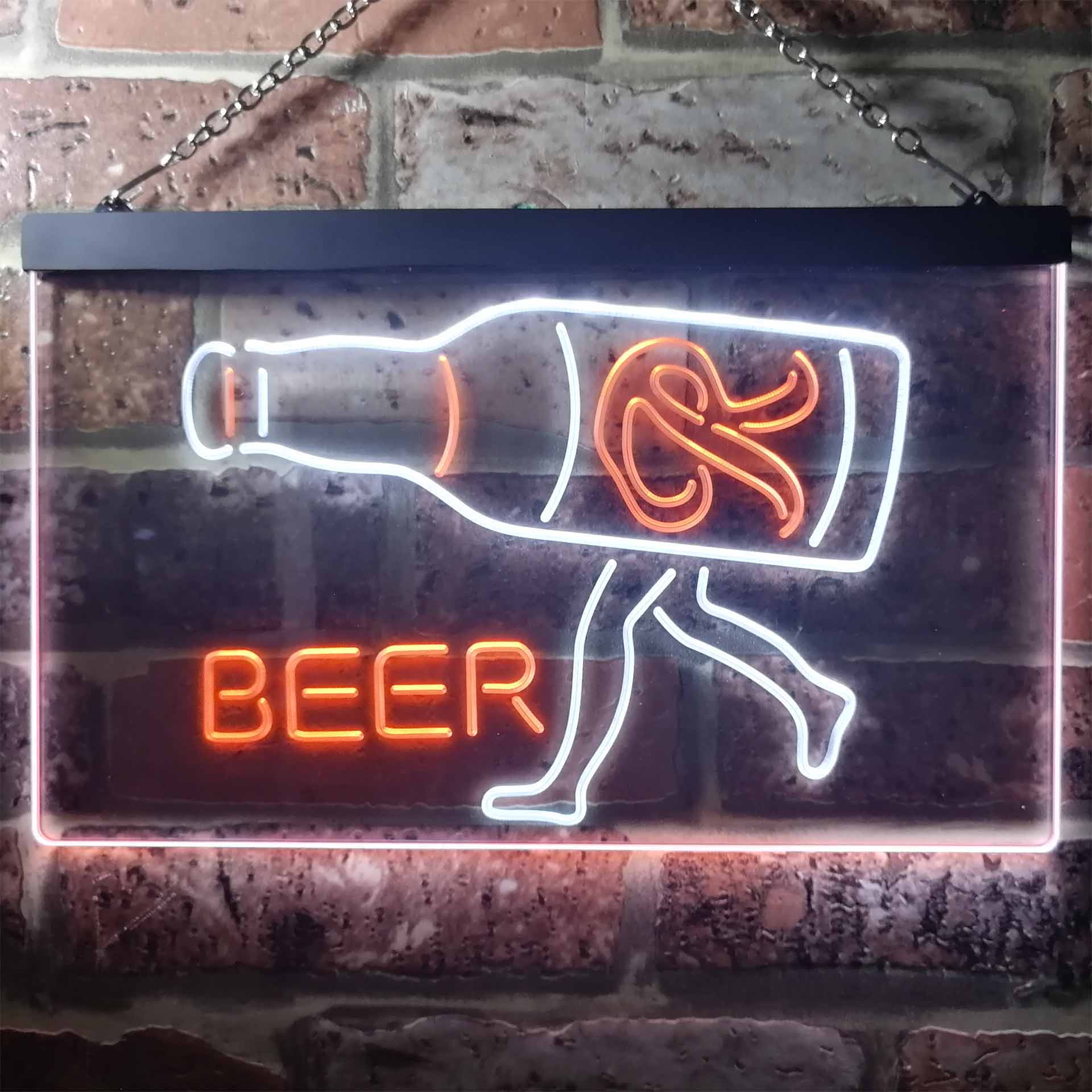 Nimmerbaum Beer Garage Man Keller Bar Dual Color LED Neon Sign ProLedSign