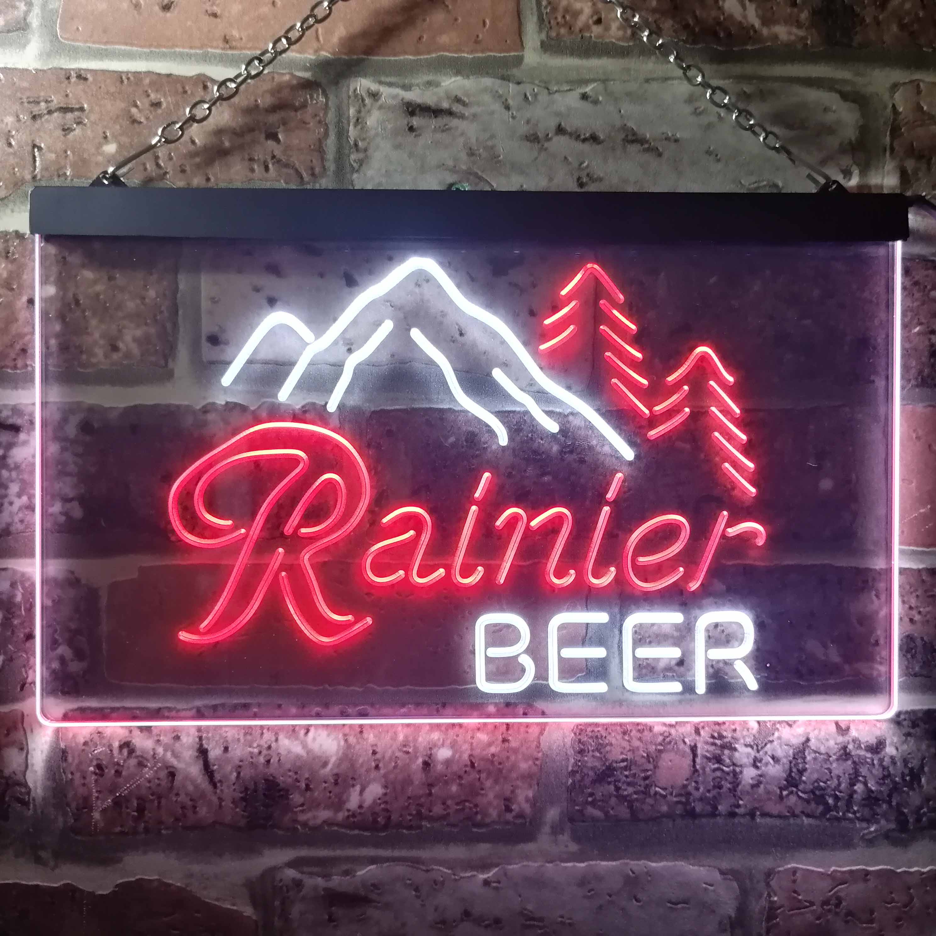 Rainier Beer Club Mountain Room Dekor Dual Color LED Neon Sign ProLedSign
