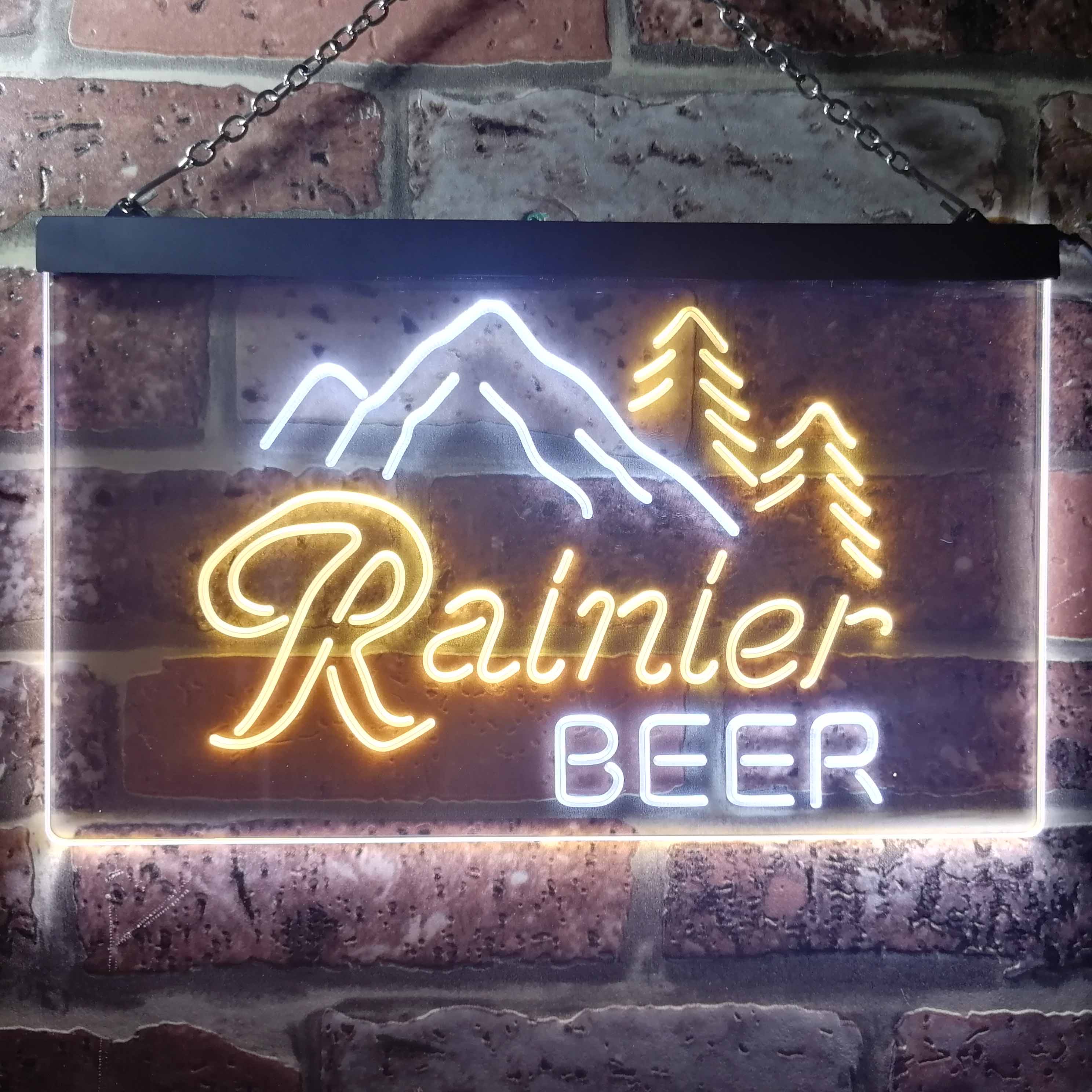 Rainier Beer Club Mountain Room Dekor Dual Color LED Neon Sign ProLedSign