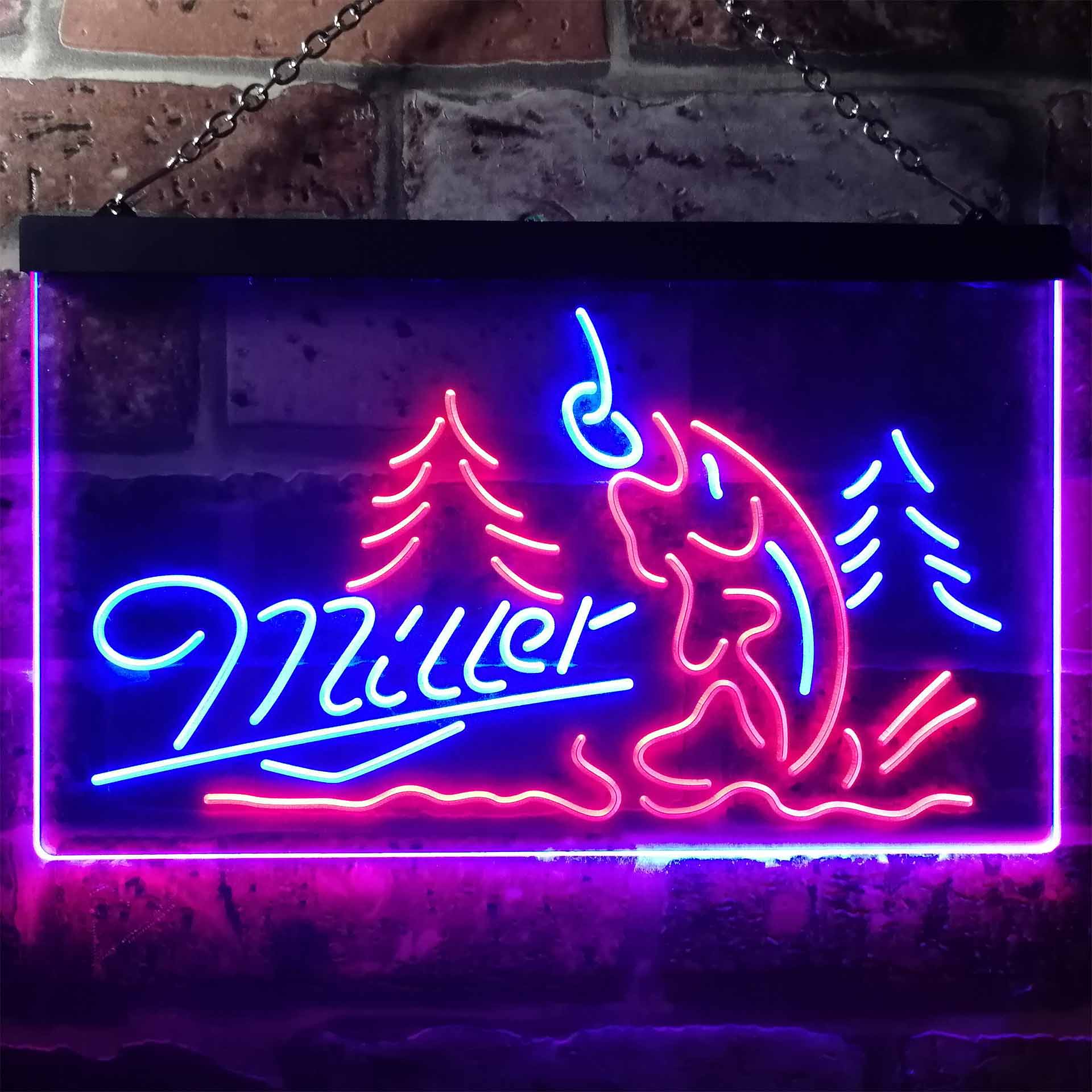 Miller Fish Fishing Dual Color LED Neon Sign ProLedSign
