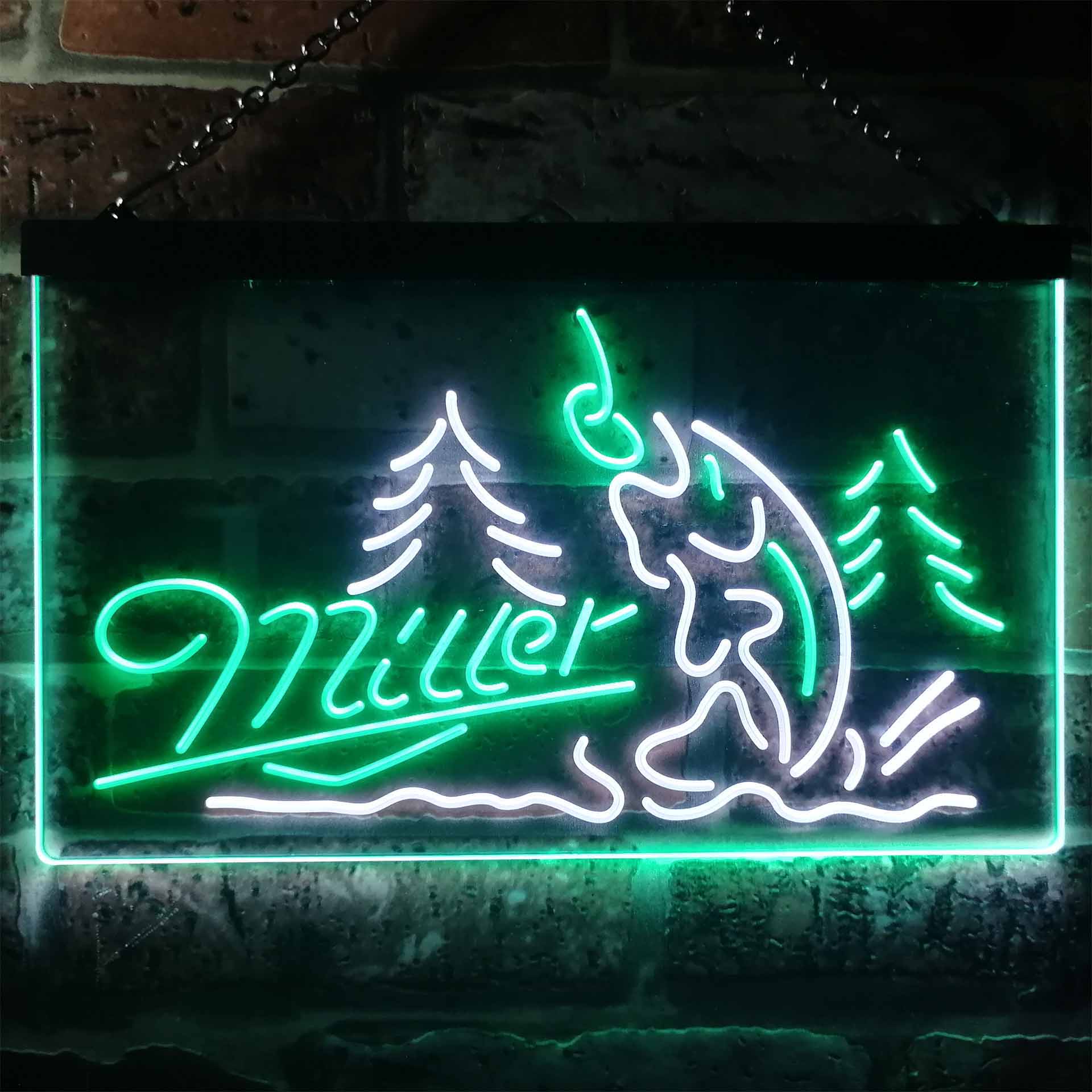Miller Fish Fishing Dual Color LED Neon Sign ProLedSign