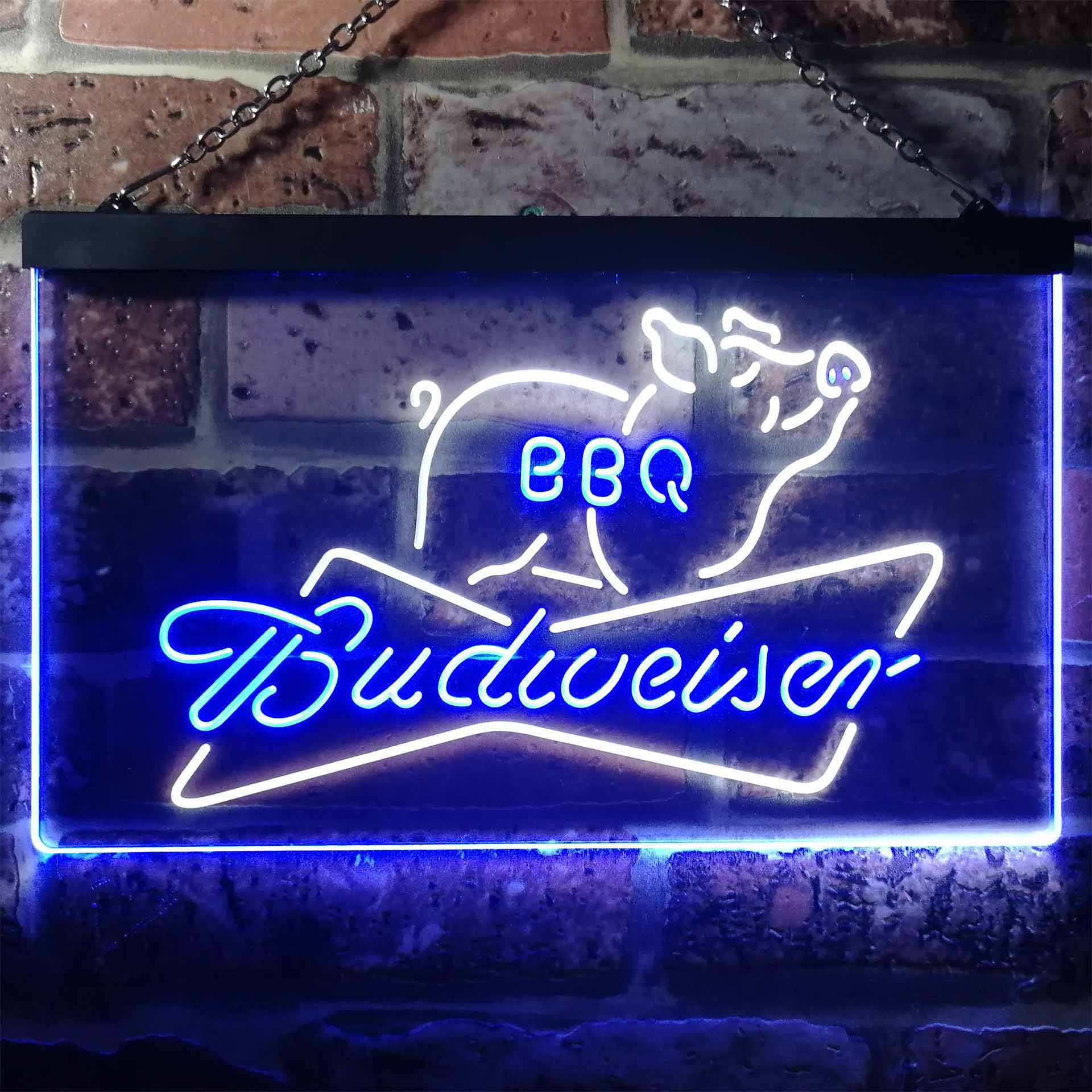 Budweiser BBQ Bar Dual Color LED Neon Sign ProLedSign