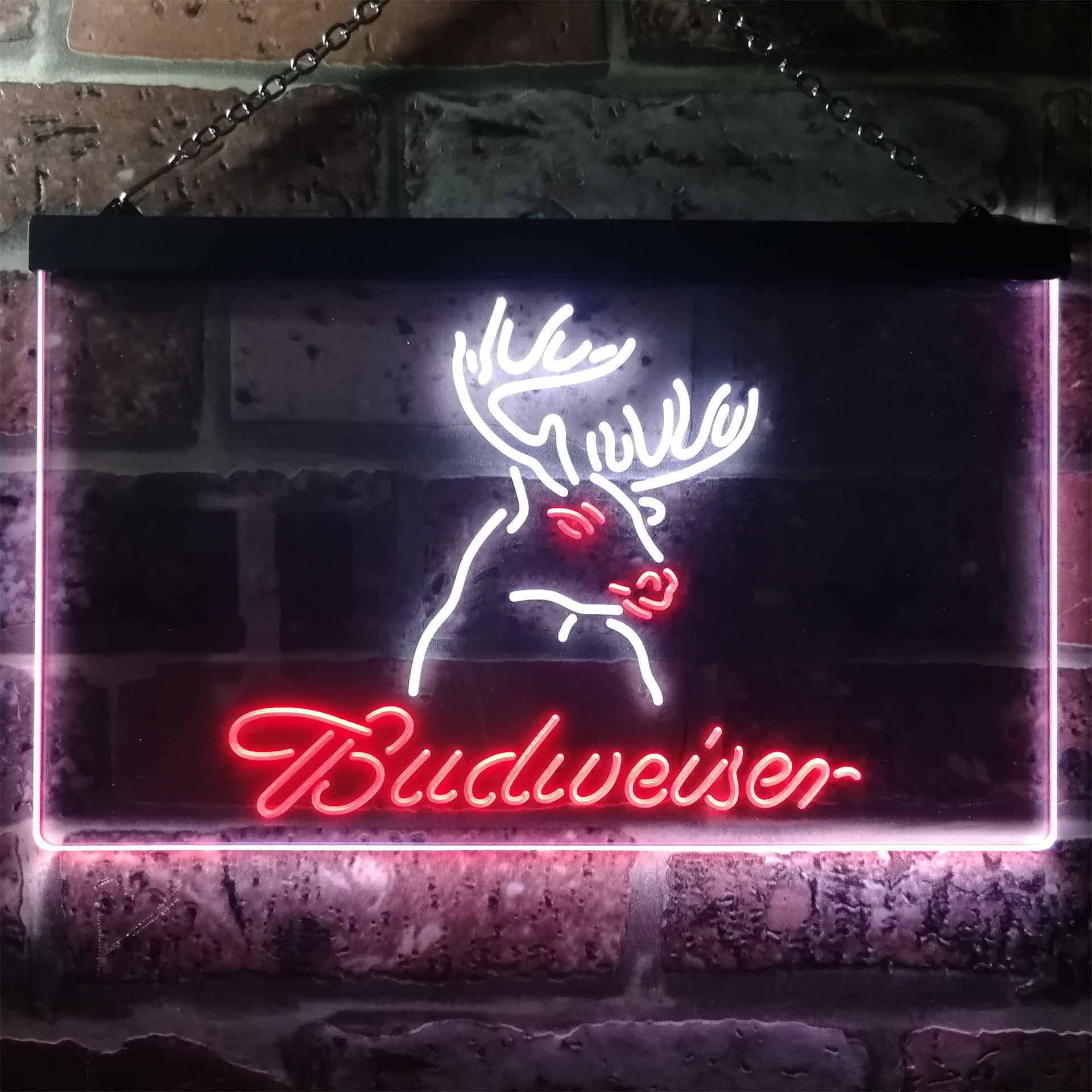 Budweiser Deer Hurt Beer Dual Color LED Neon Sign ProLedSign