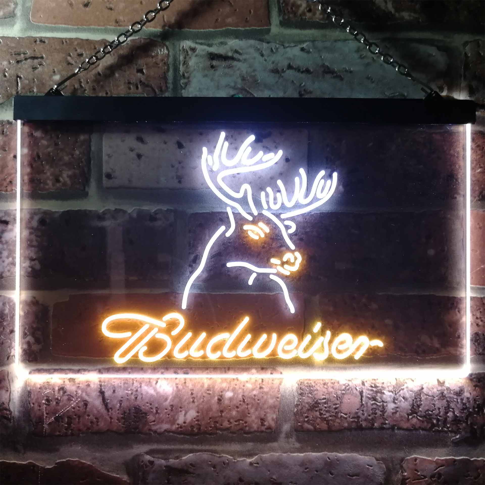 Budweiser Deer Hurt Beer Dual Color LED Neon Sign ProLedSign