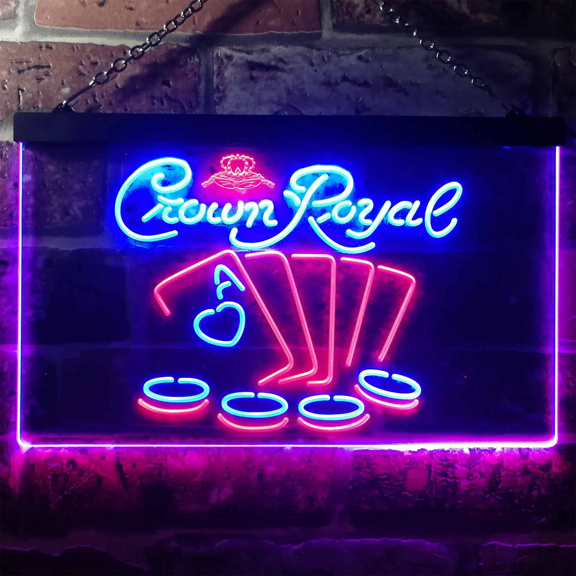 Crown Royal Casino Poker Dual Color LED Neon Sign ProLedSign