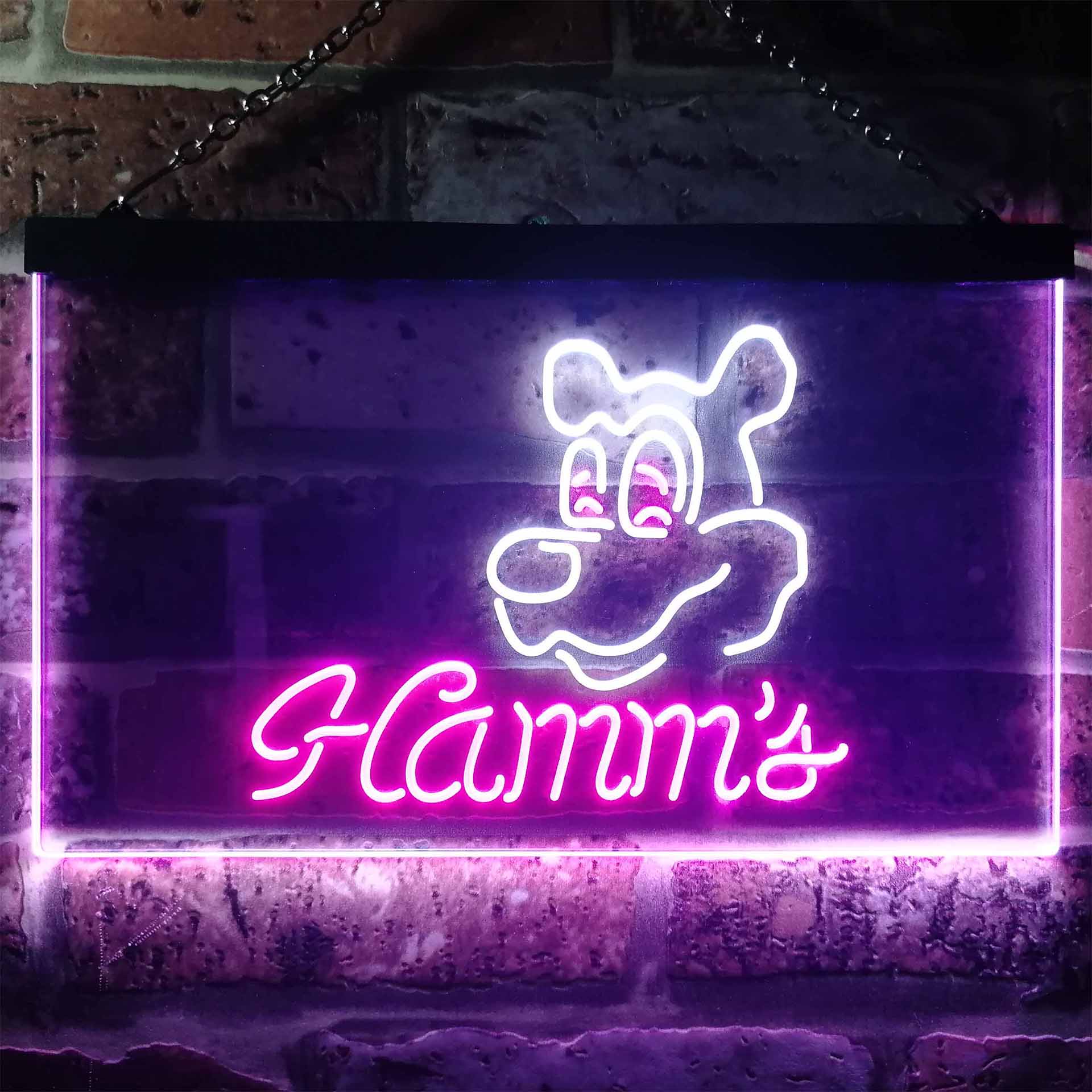 Hamm's Beer Bar Man Cave Dual Color LED Neon Sign ProLedSign