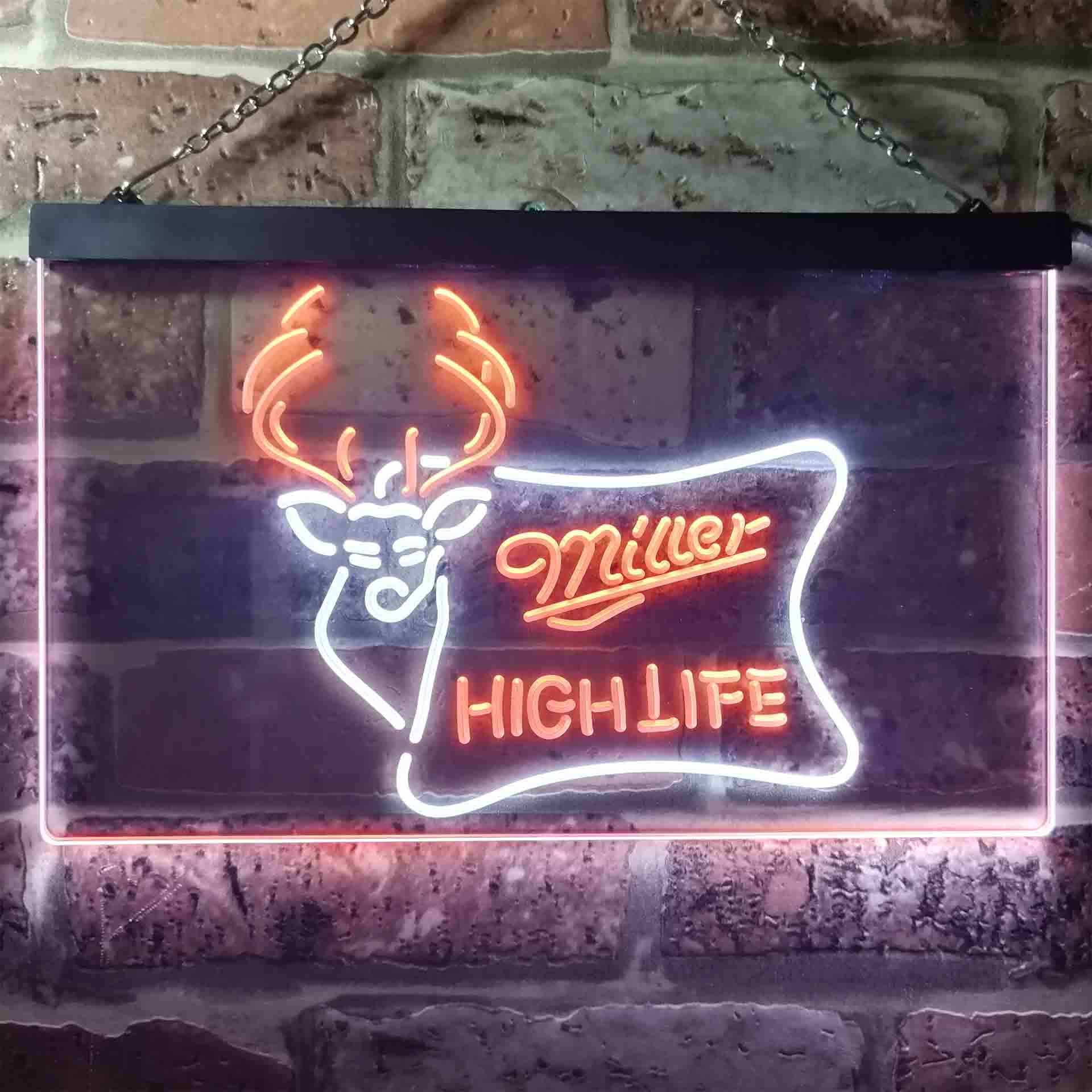 Miller High Life Deer Hunt Dual Color LED Neon Sign ProLedSign