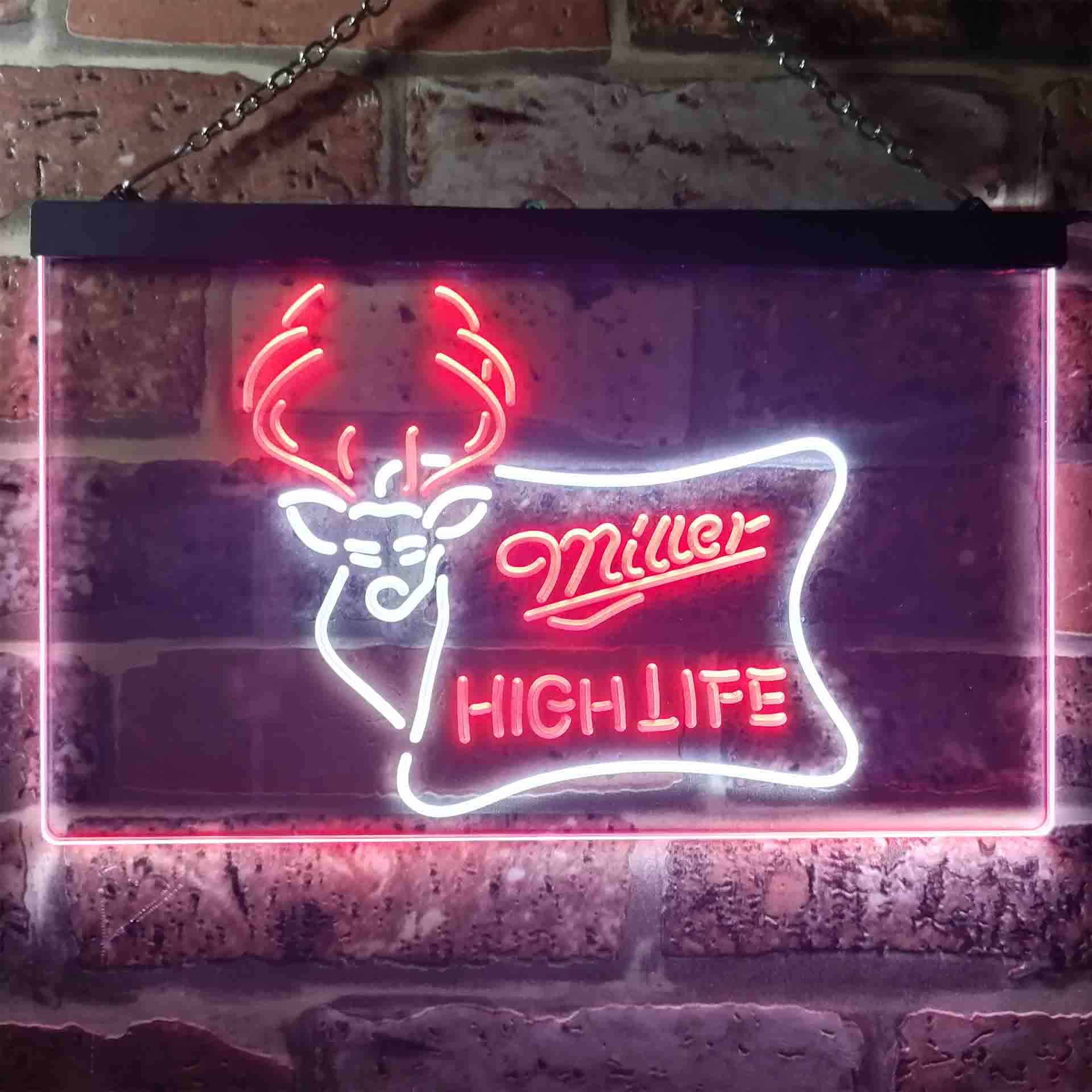 Miller High Life Deer Hunt Dual Color LED Neon Sign ProLedSign