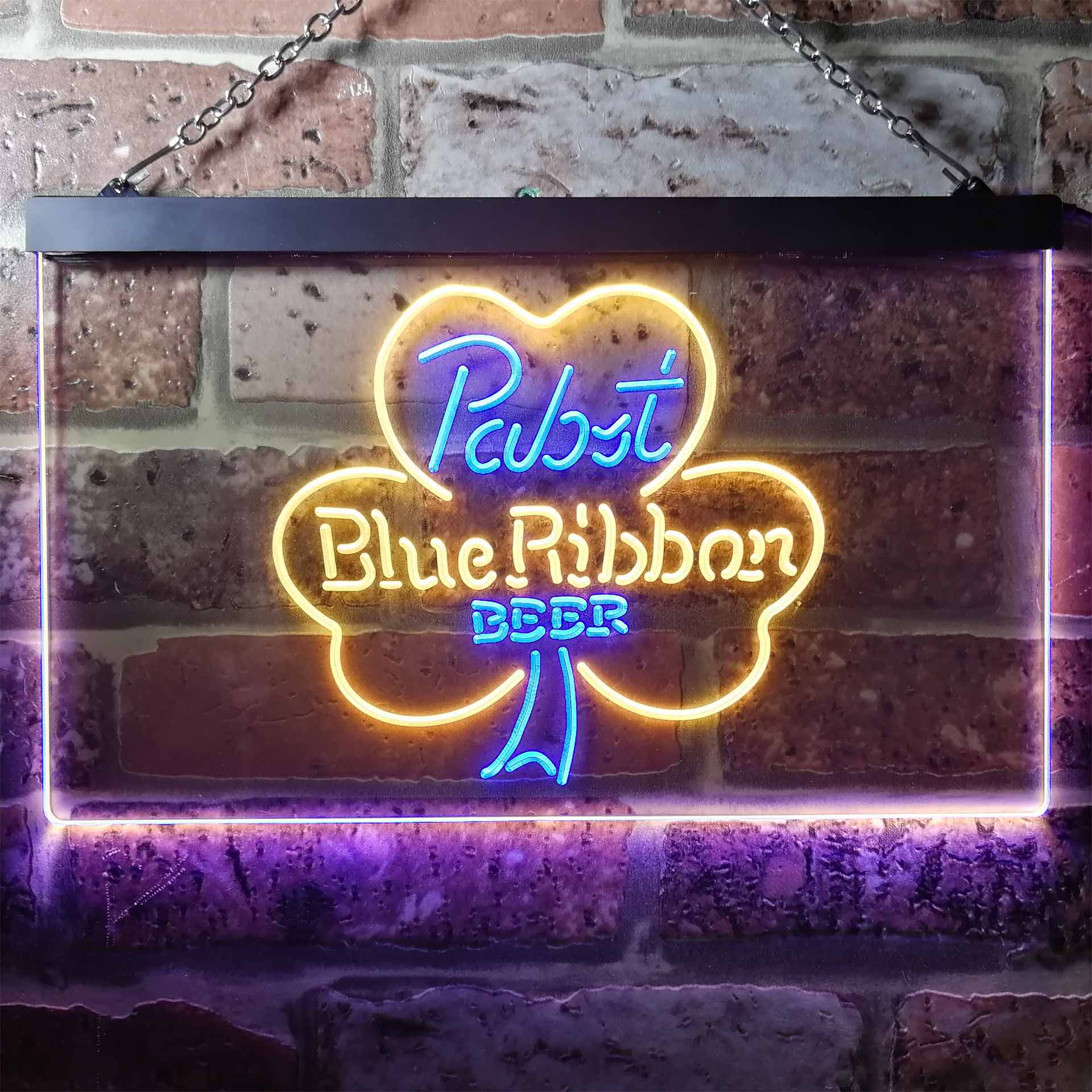 Pabst Blue Ribbon Beer Bar Dual Color LED Neon Sign ProLedSign