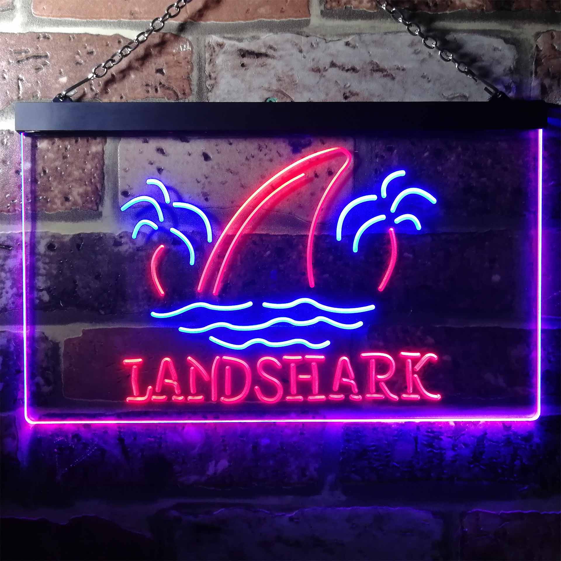 Landshark Palm Tree Island Dual Color LED Neon Sign ProLedSign