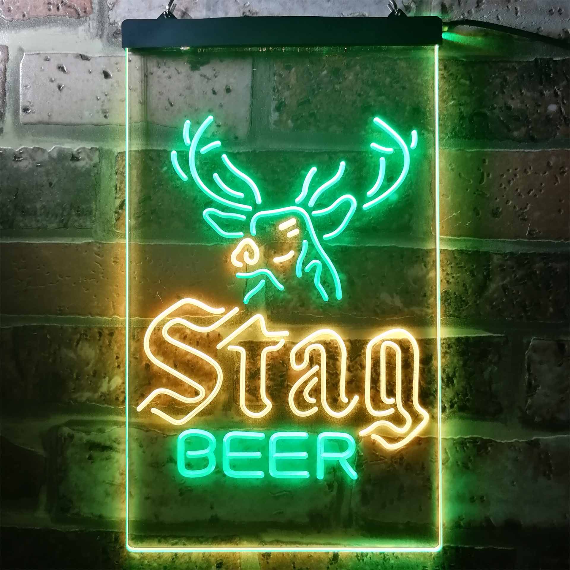 Stag Deer Head Beer Dual Color LED Neon Sign ProLedSign