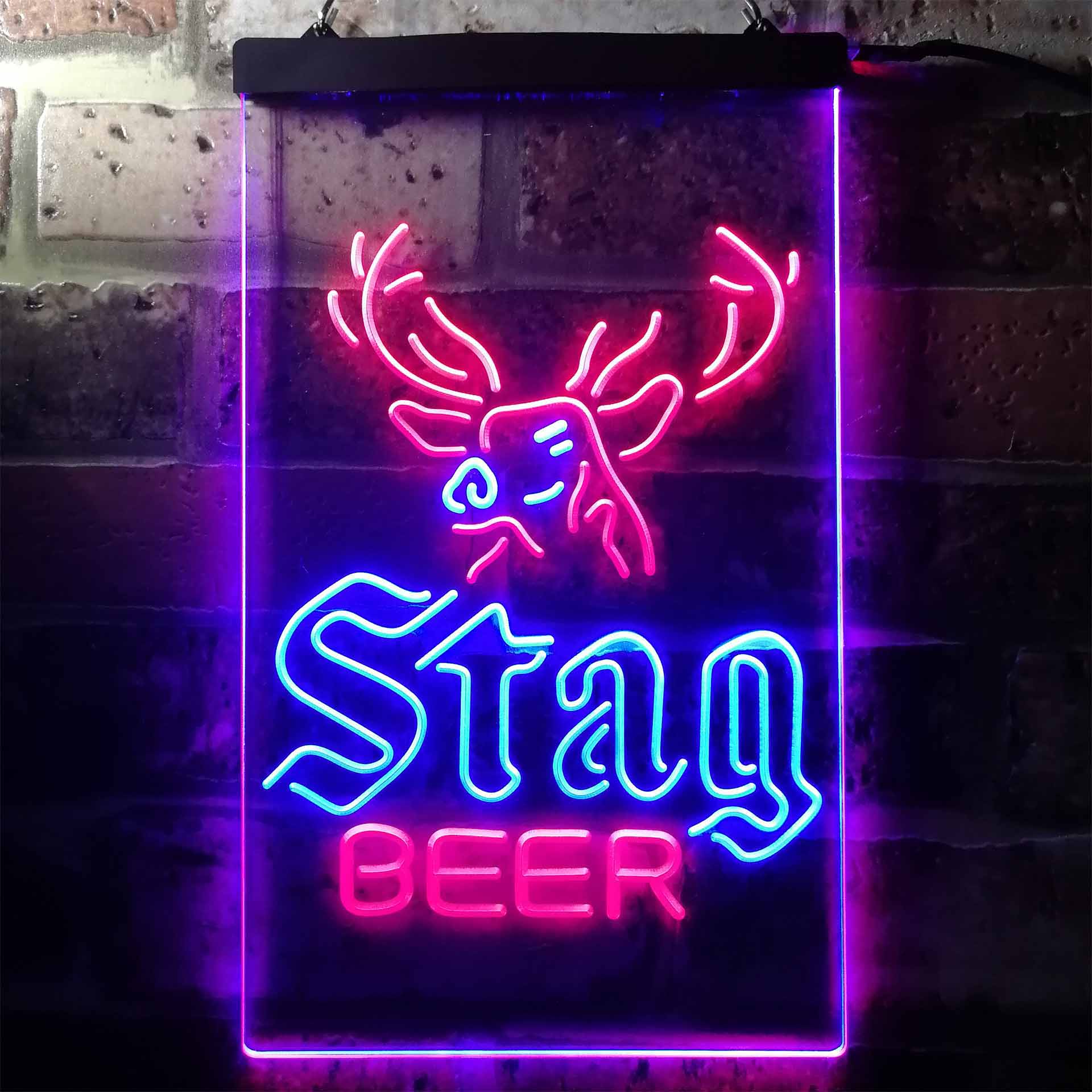 Stag Deer Head Beer Dual Color LED Neon Sign ProLedSign