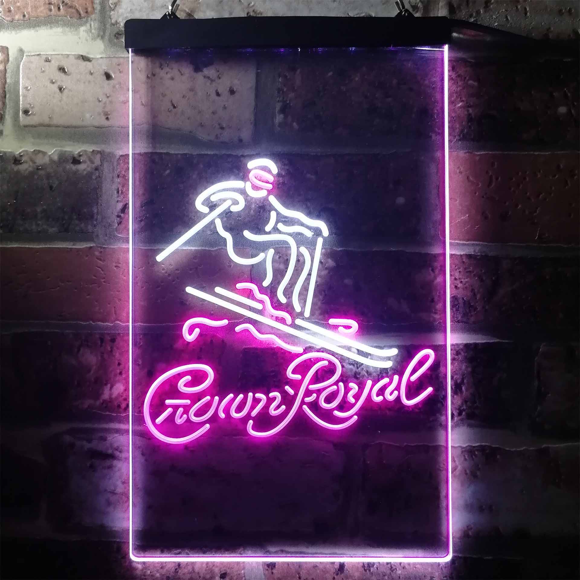 Crown Royal Ice Skiing Dual Color LED Neon Sign ProLedSign