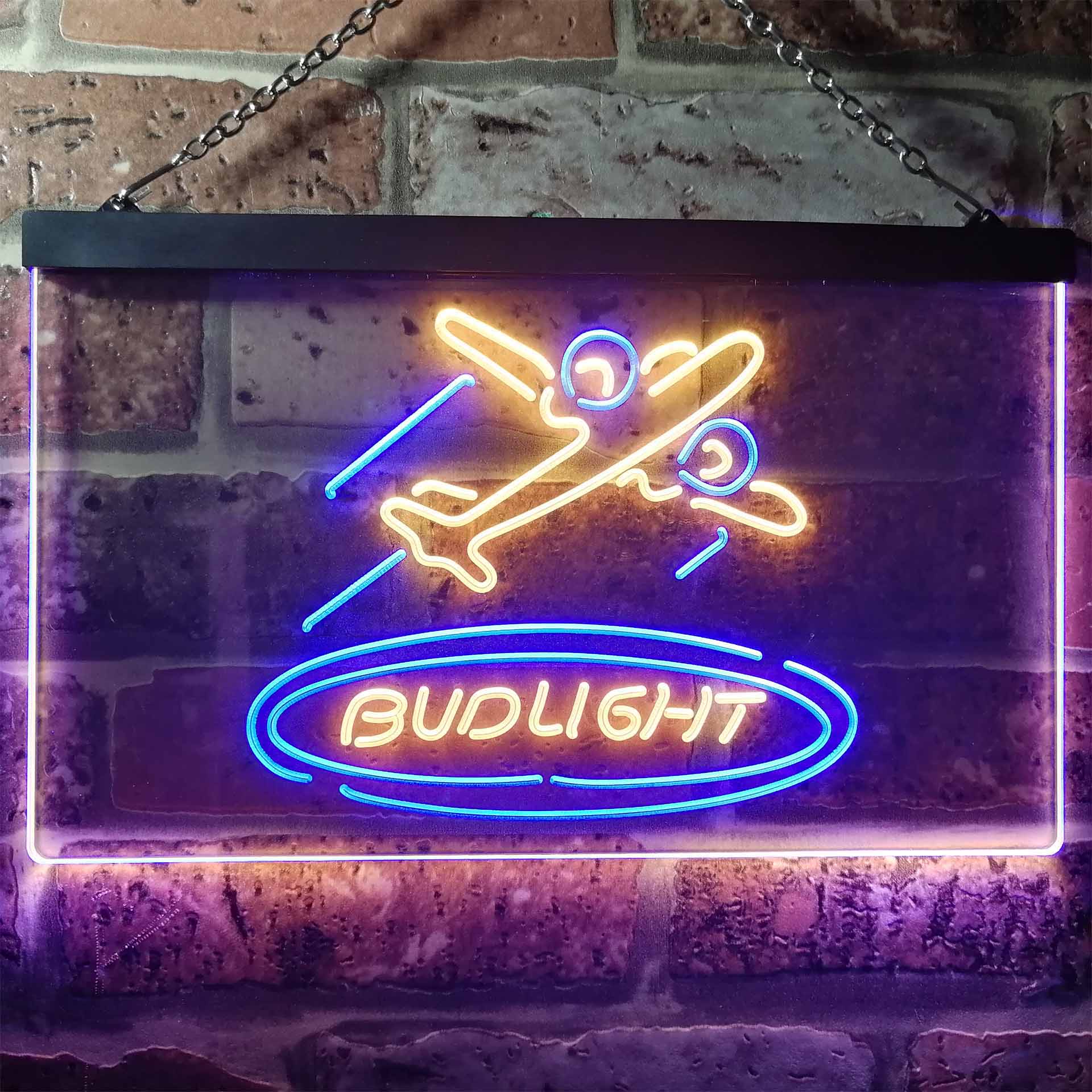 Bud Light airplane Dual Color LED Neon Sign ProLedSign