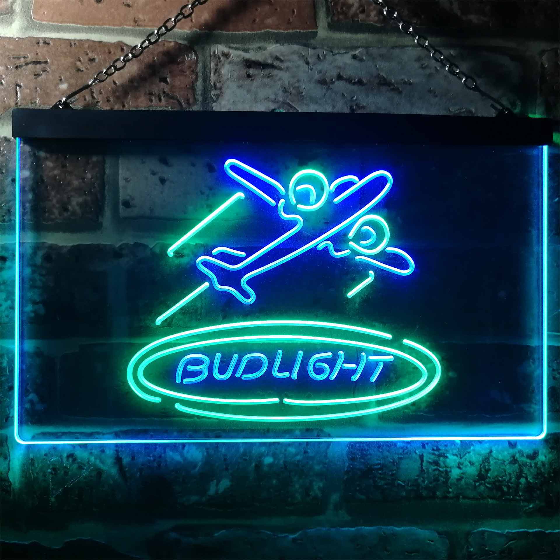 Bud Light airplane Dual Color LED Neon Sign ProLedSign