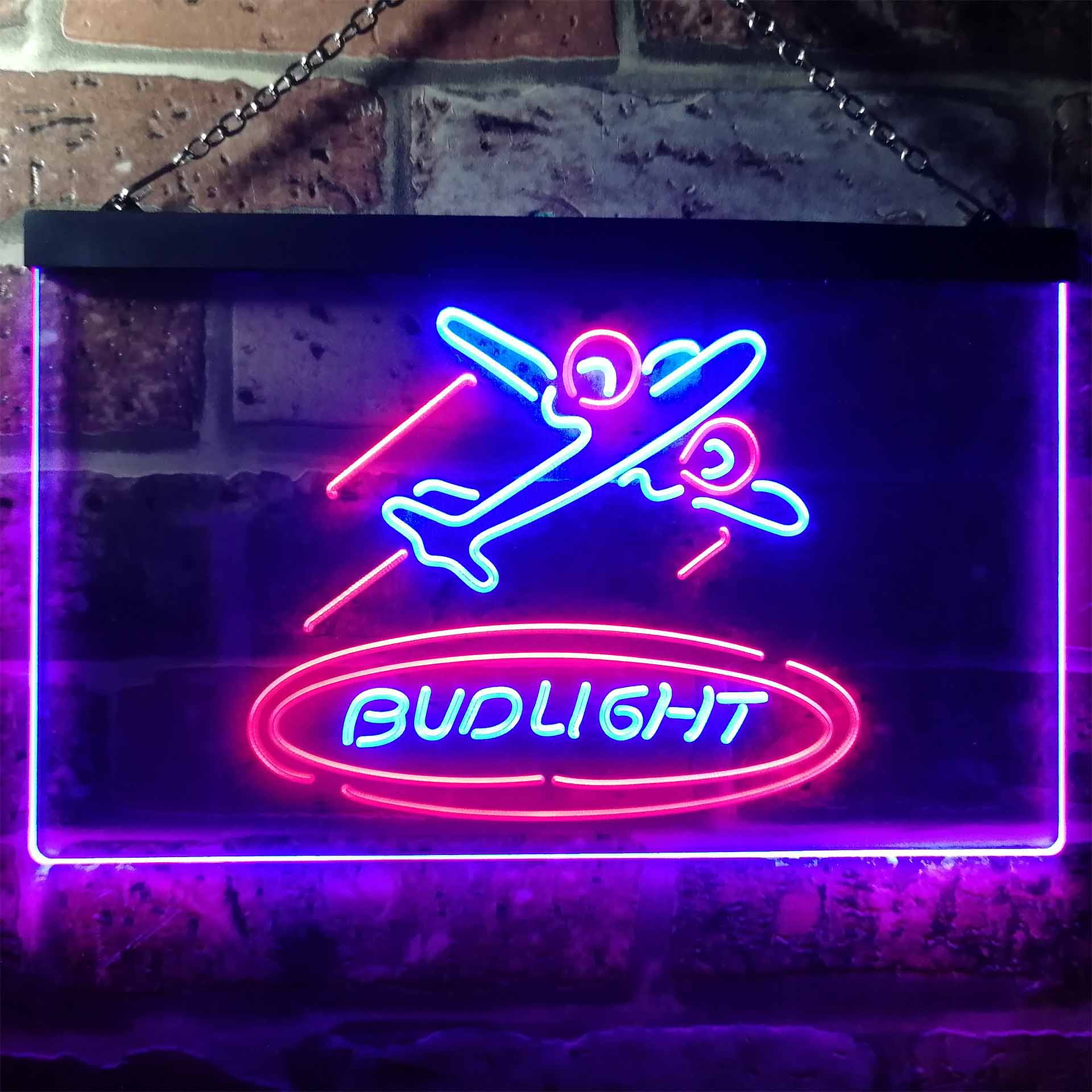 Bud Light airplane Dual Color LED Neon Sign ProLedSign