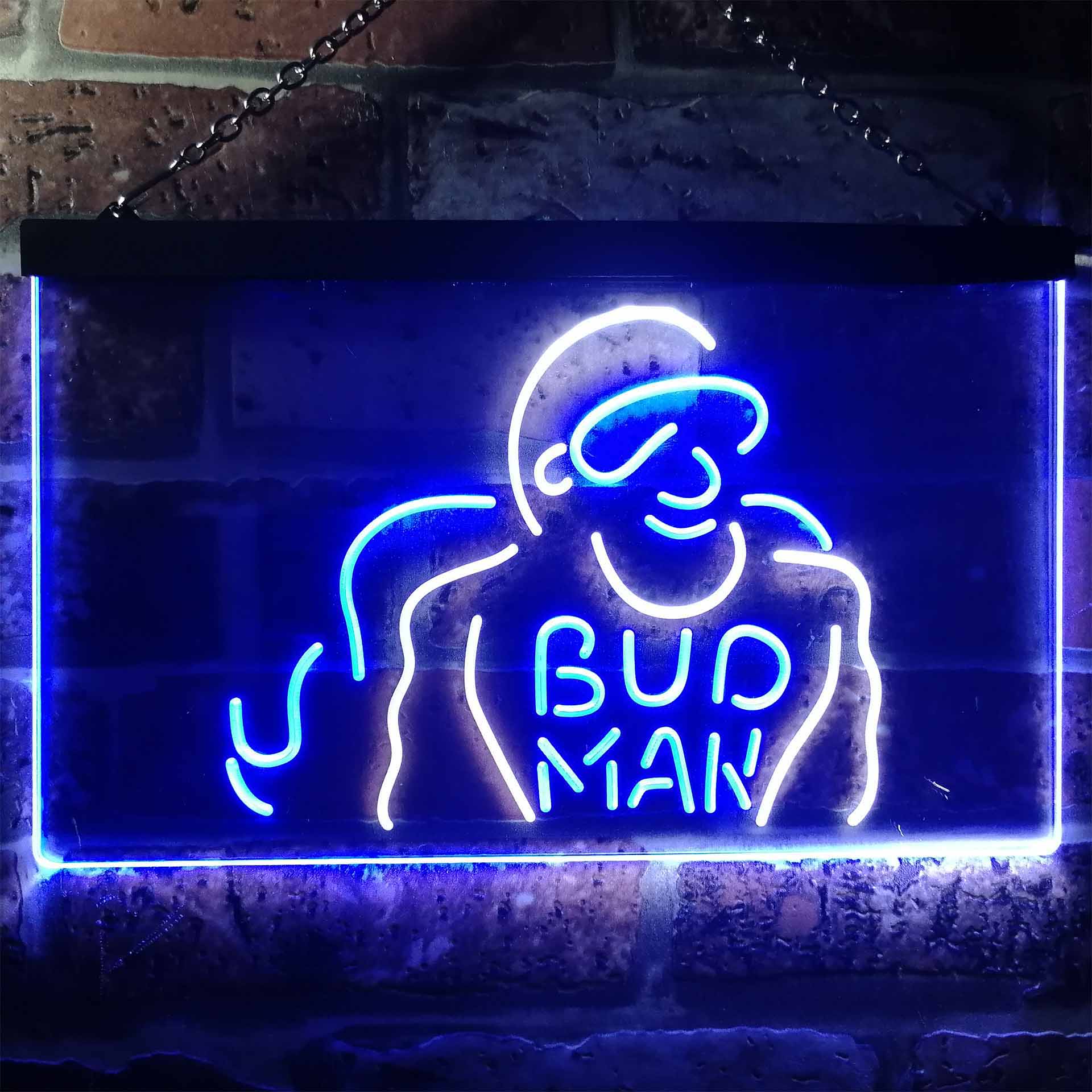 Bud Man Beer Man Cave Dual Color LED Neon Sign ProLedSign