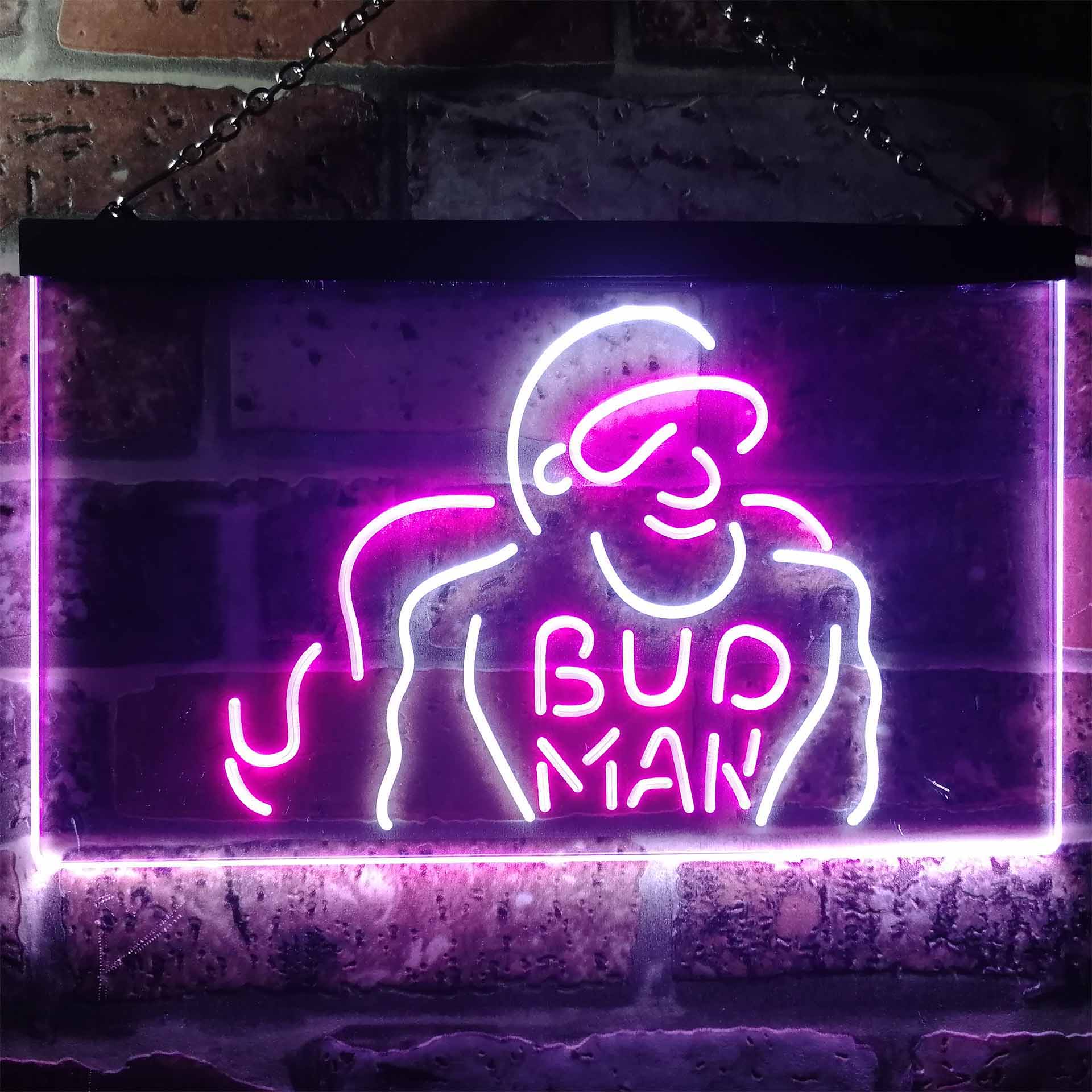 Bud Man Beer Man Cave Dual Color LED Neon Sign ProLedSign