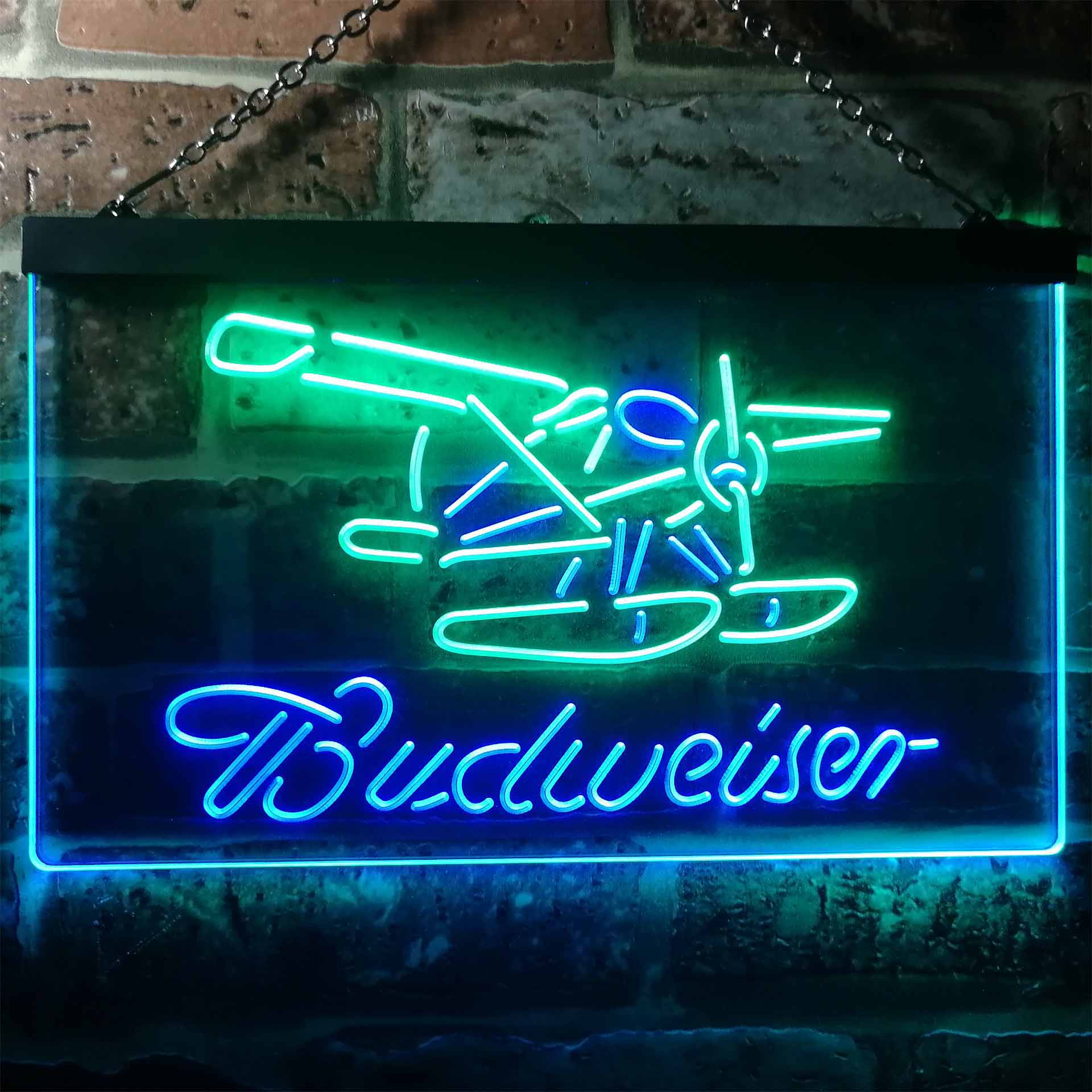 Budweiser Plane Game Room Dual Color LED Neon Sign ProLedSign