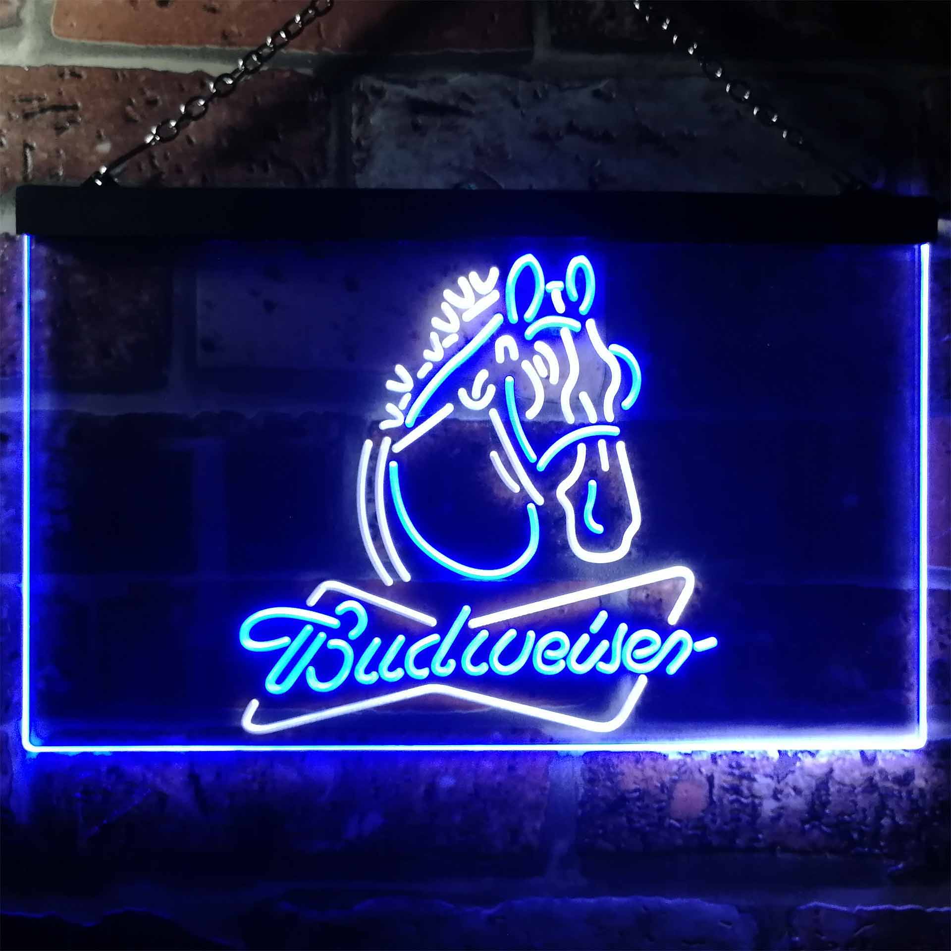 Budweiser Clydesdale Horse Head Dual Color LED Neon Sign ProLedSign