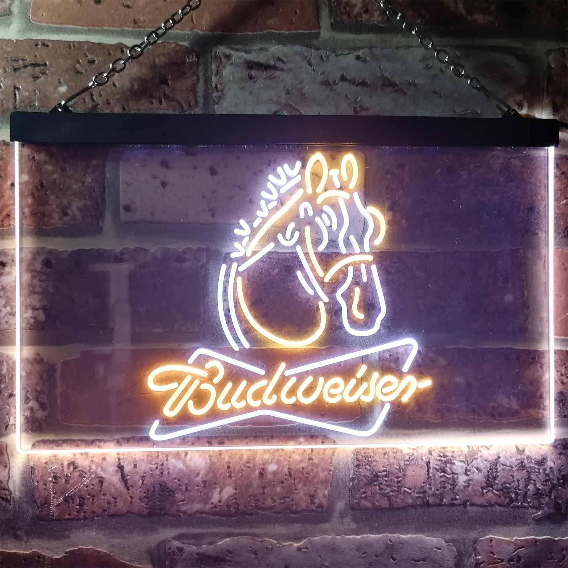 Budweiser Clydesdale Horse Head Dual Color LED Neon Sign ProLedSign