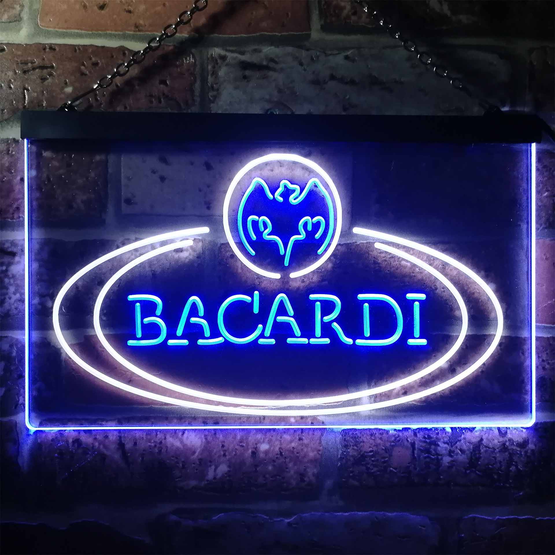 Bacardi Rum Bar Club Man Cave Dual Color LED Neon Sign ProLedSign