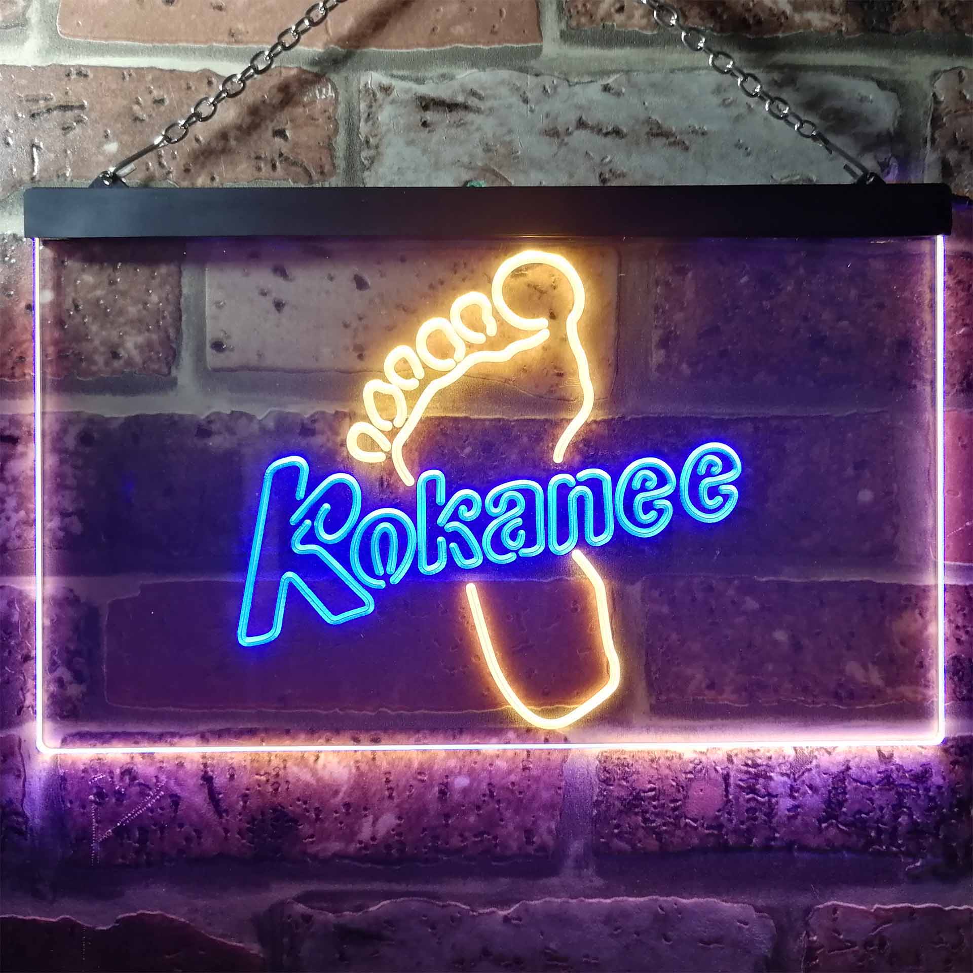 Kokanee Foot Man Cave Bar Dual Color LED Neon Sign ProLedSign