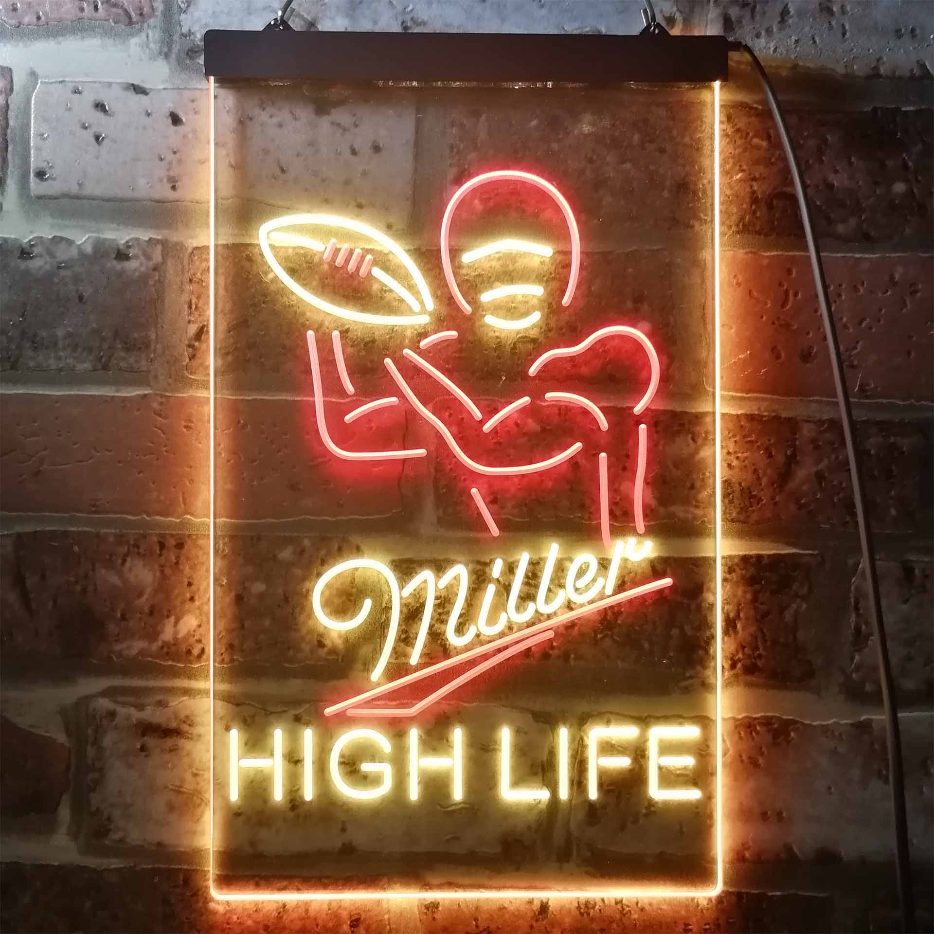 Miller Lite High Life Football Neon-Like LED Sign