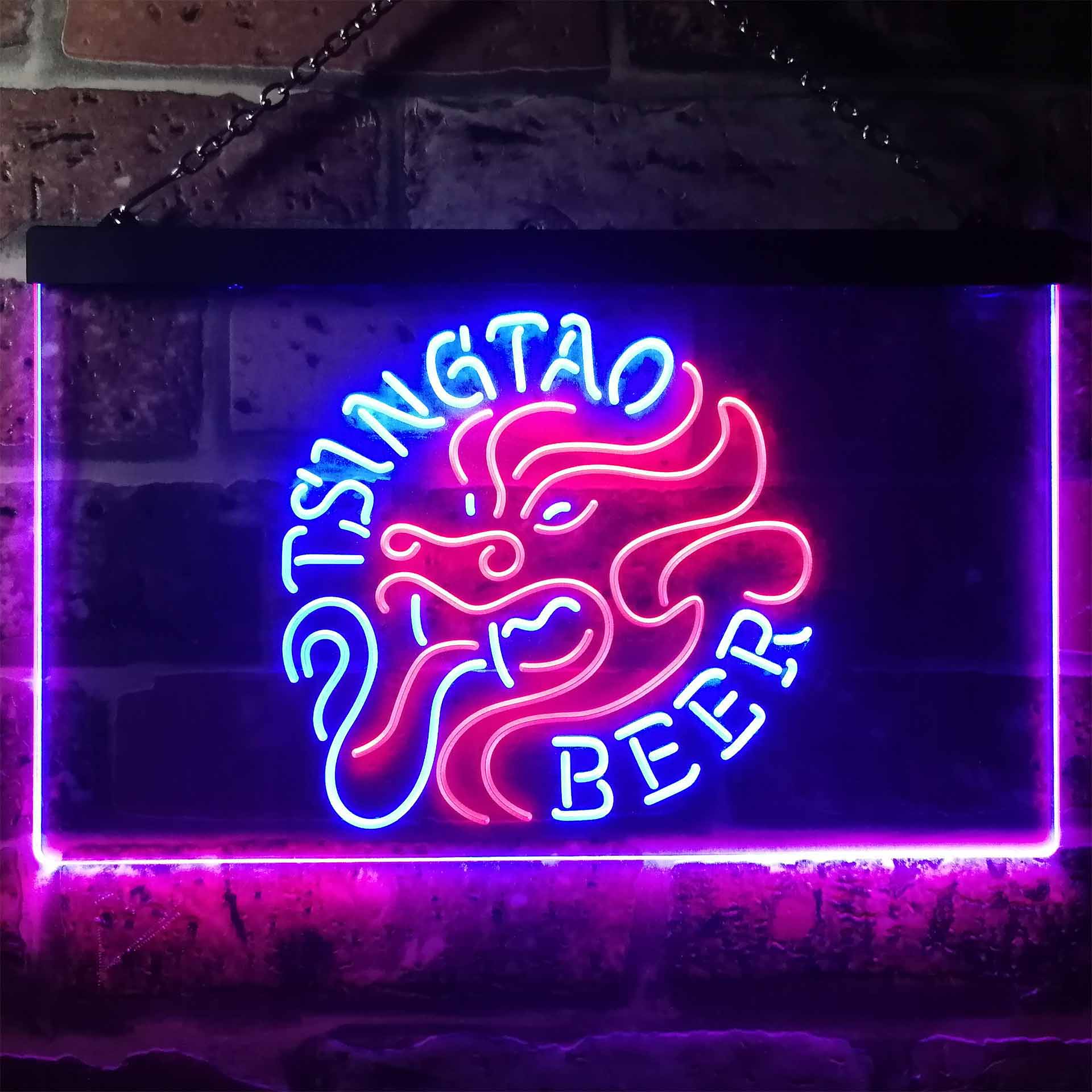 Tsingtao Beer Dragon Man Cave Dual Color LED Neon Sign ProLedSign
