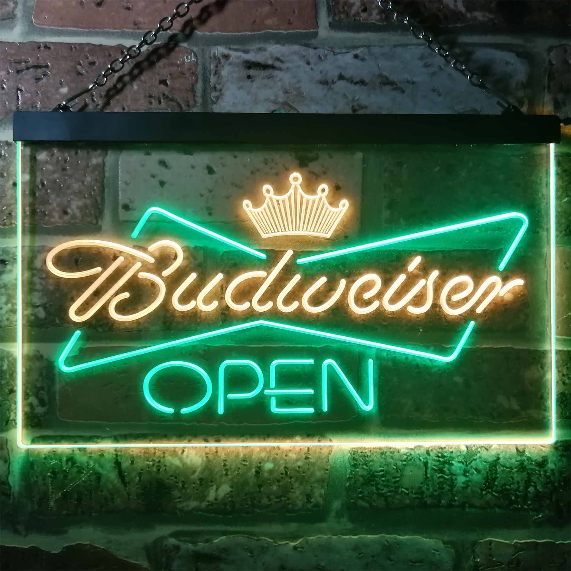 Budweiser Open Home Bar Dual Color LED Neon Sign ProLedSign