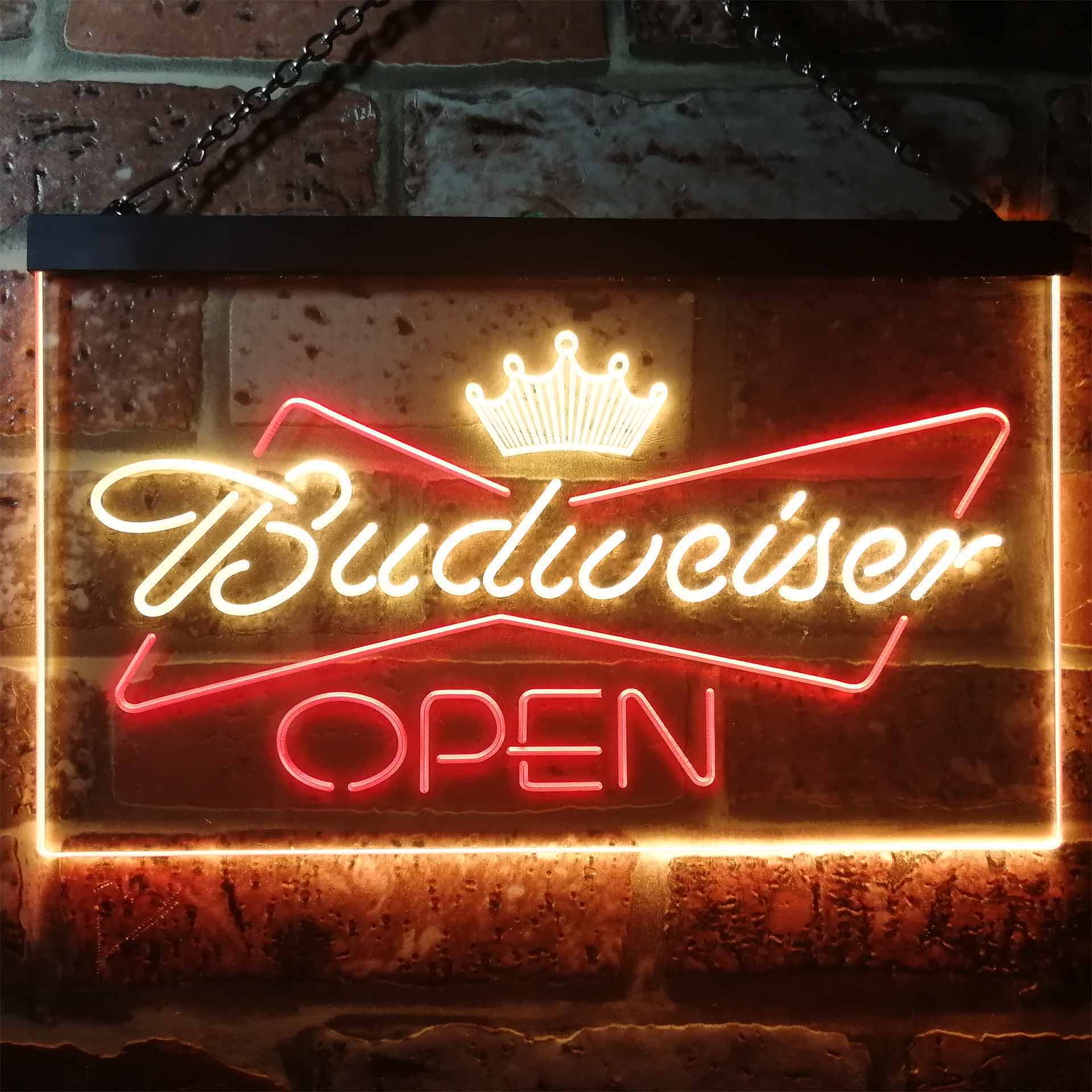 Budweiser Open Home Bar Dual Color LED Neon Sign ProLedSign